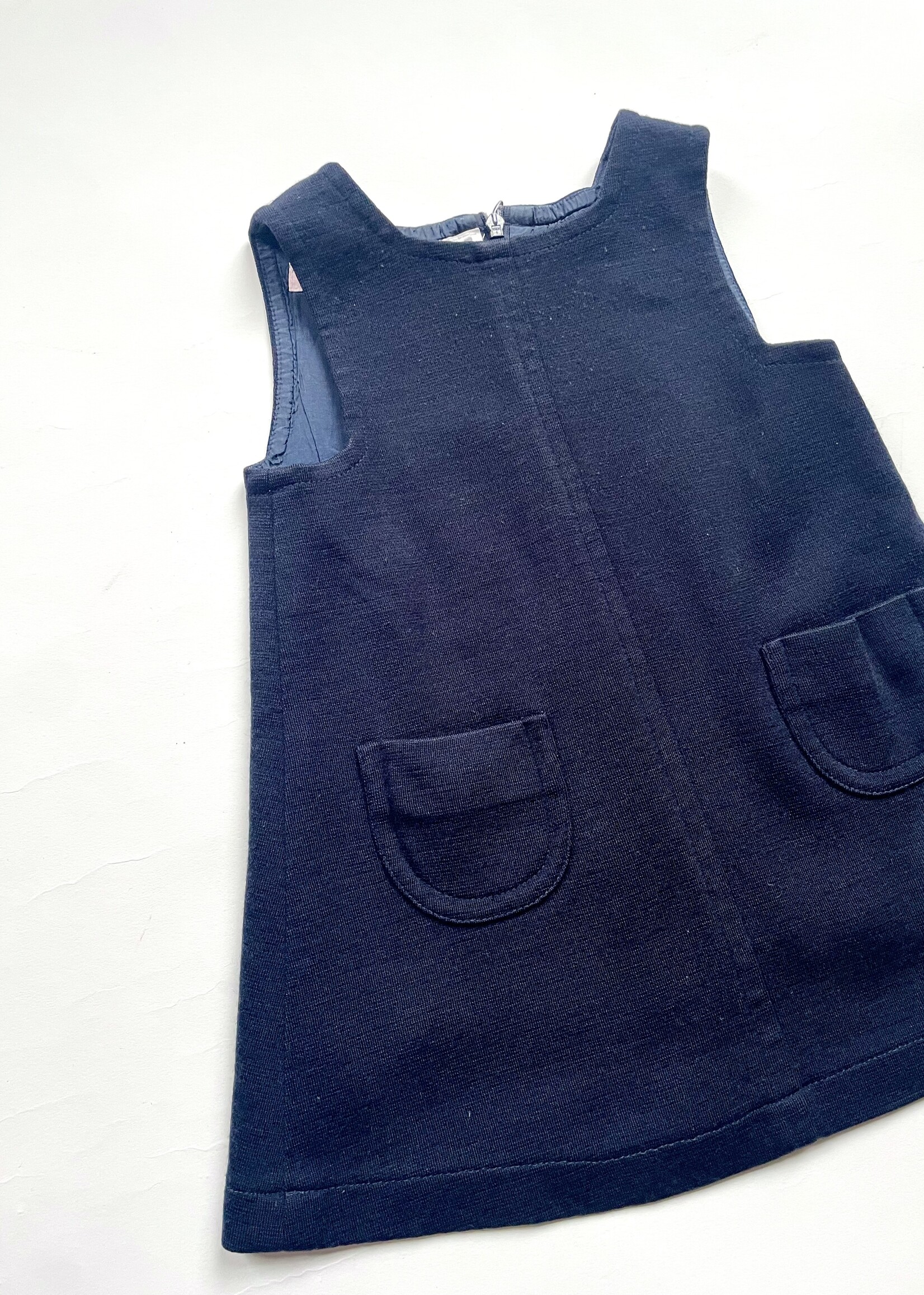 Bonpoint Navy Blue Pinafore Wool Mix Dress 2y