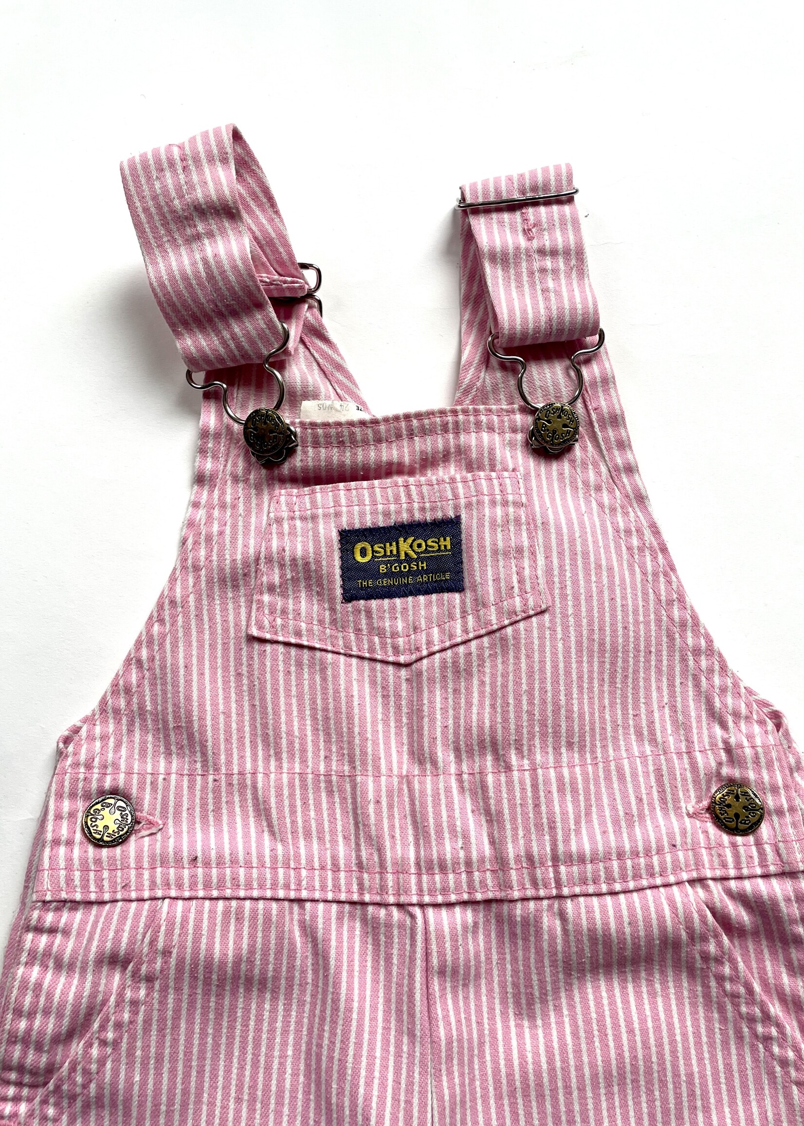 OshKosh USA Pink Striped Denim Dungarees 12-18m
