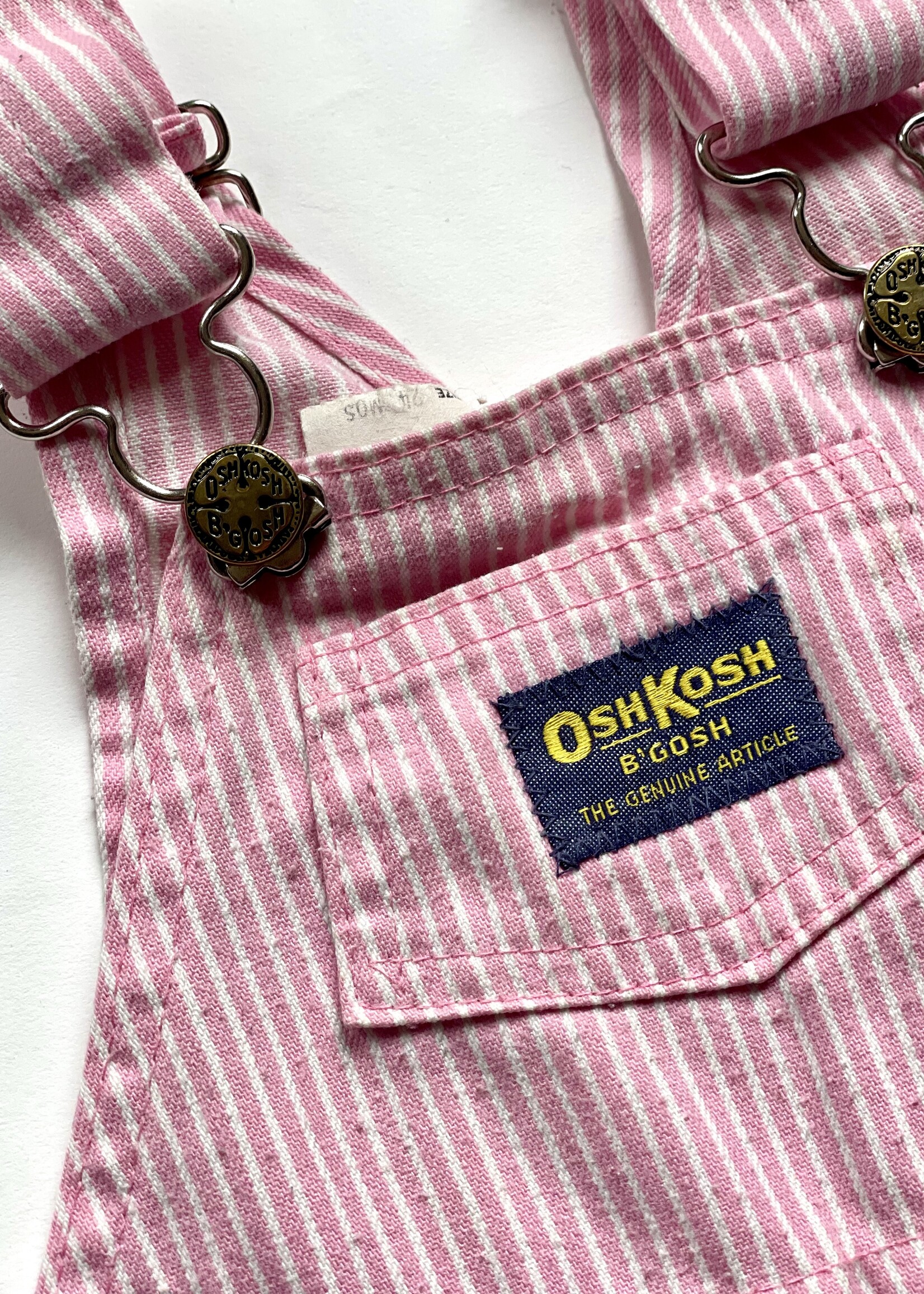 OshKosh USA Pink Striped Denim Dungarees 12-18m