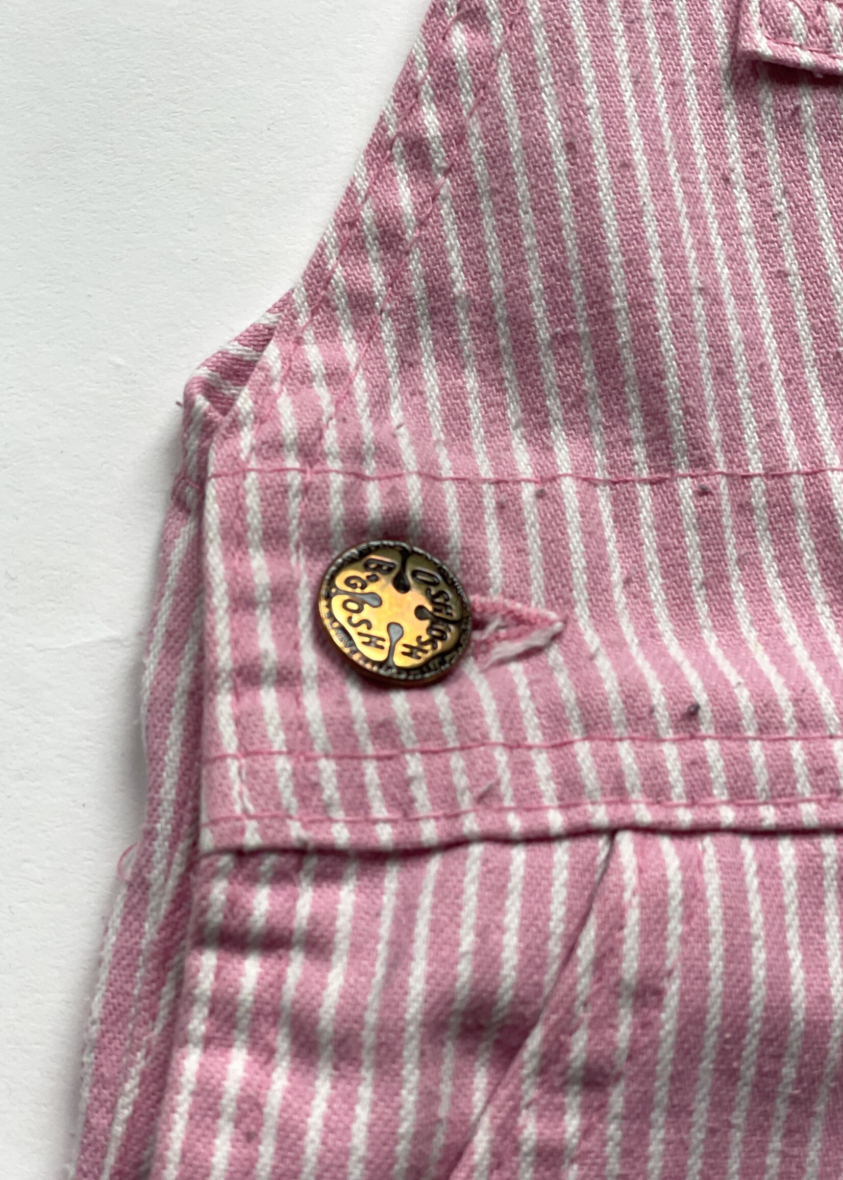 OshKosh USA Pink Striped Denim Dungarees 12-18m