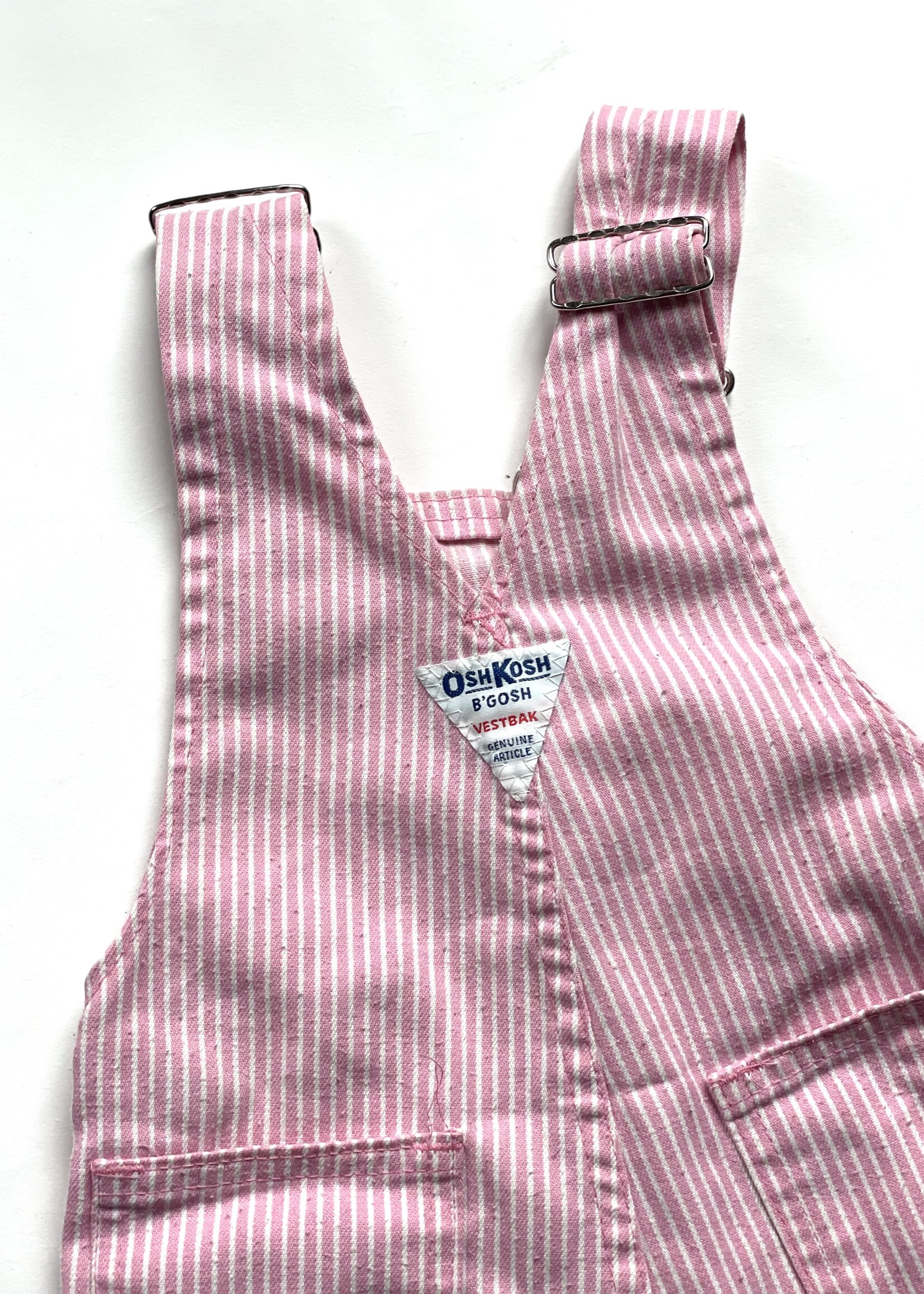OshKosh USA Pink Striped Denim Dungarees 12-18m