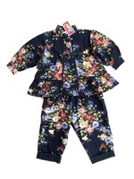 Iniminimanimo Navy blue floral set 12-18m