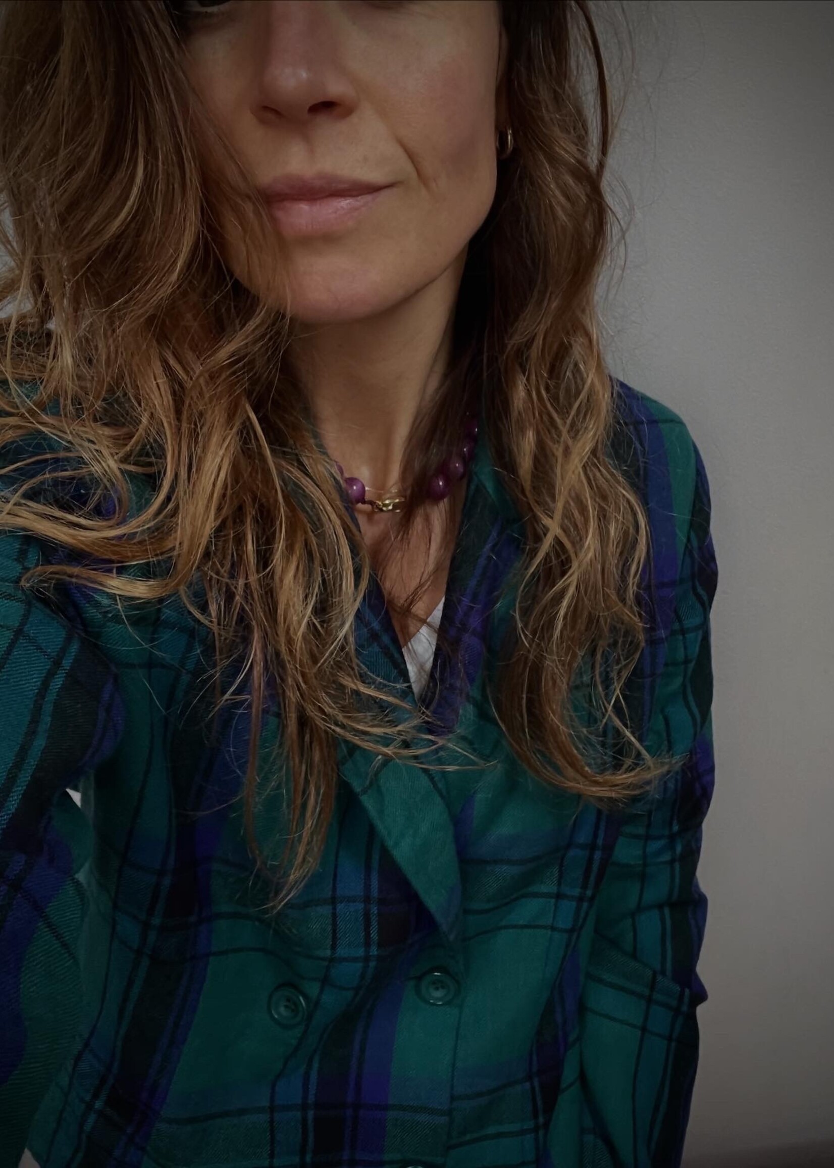 Vintage Tartan Wool Blazer 16+ / S-M