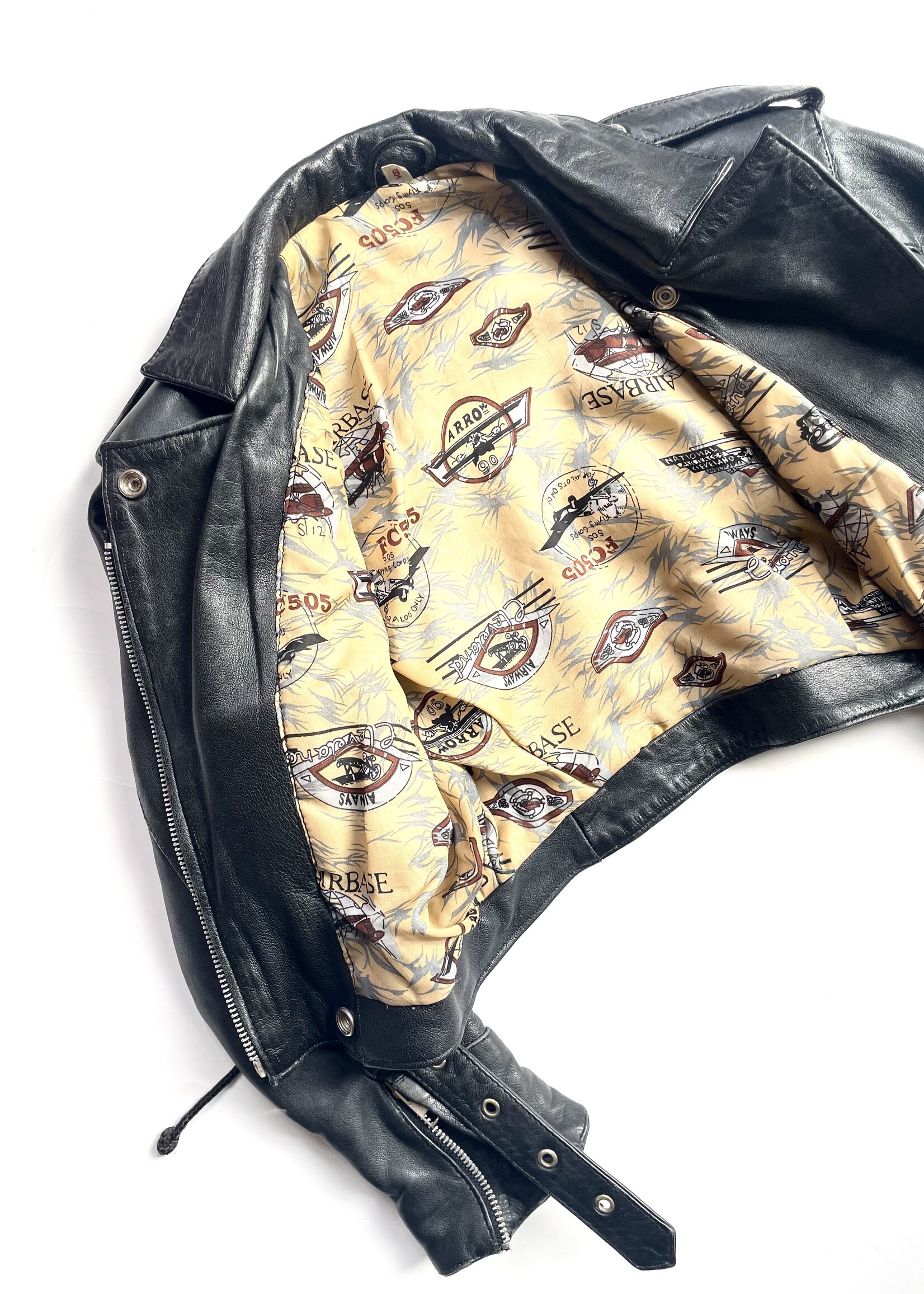 Vintage Black Leather Aviator Jacket 6y