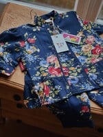 Iniminimanimo Navy blue floral set 12-18m