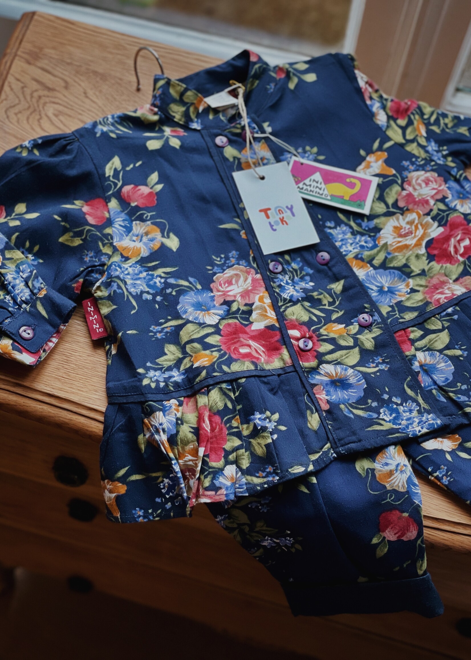 Iniminimanimo Navy blue floral set 12-18m
