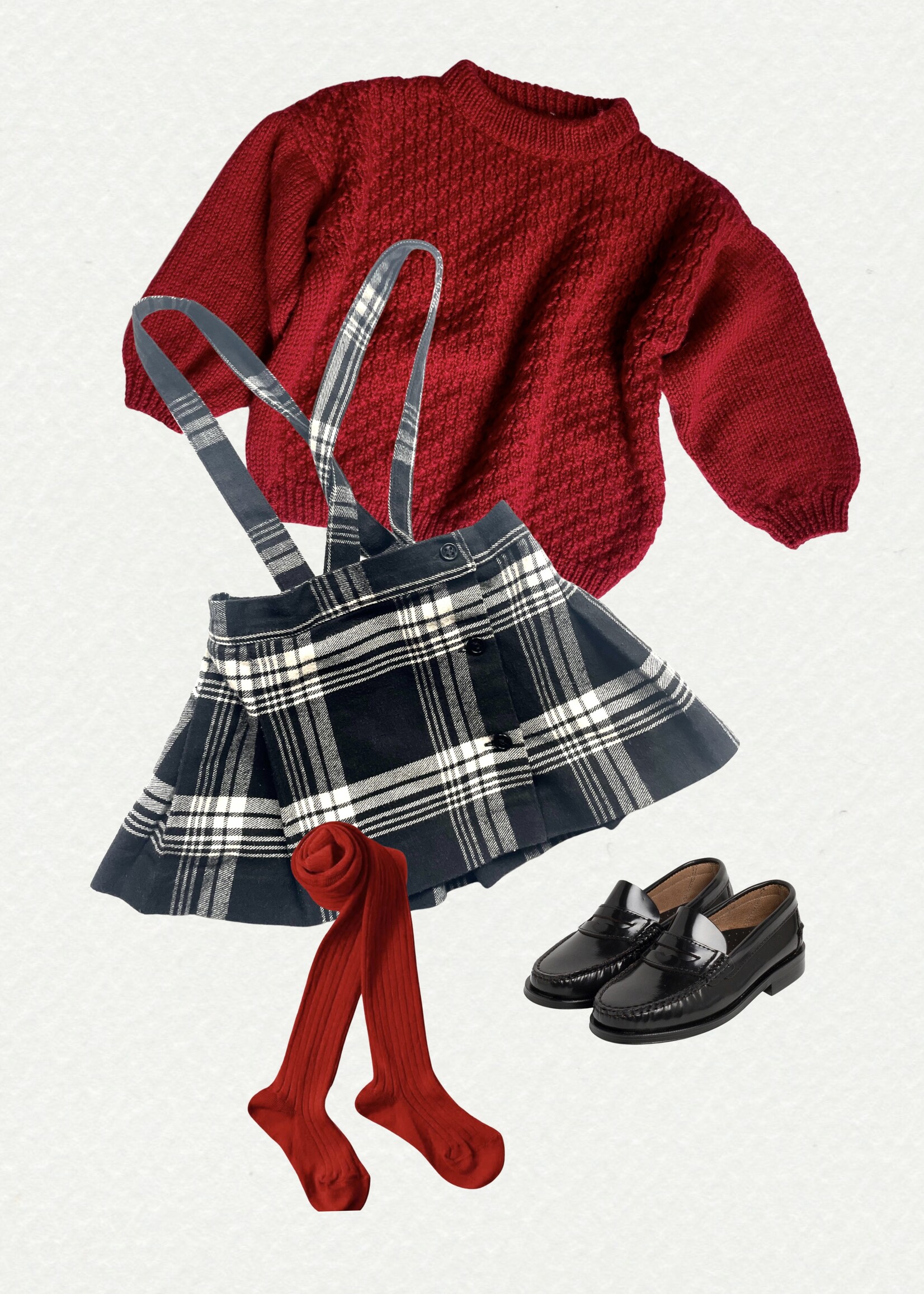 Vintage Tartan Pleated Skirt with Braces 18m