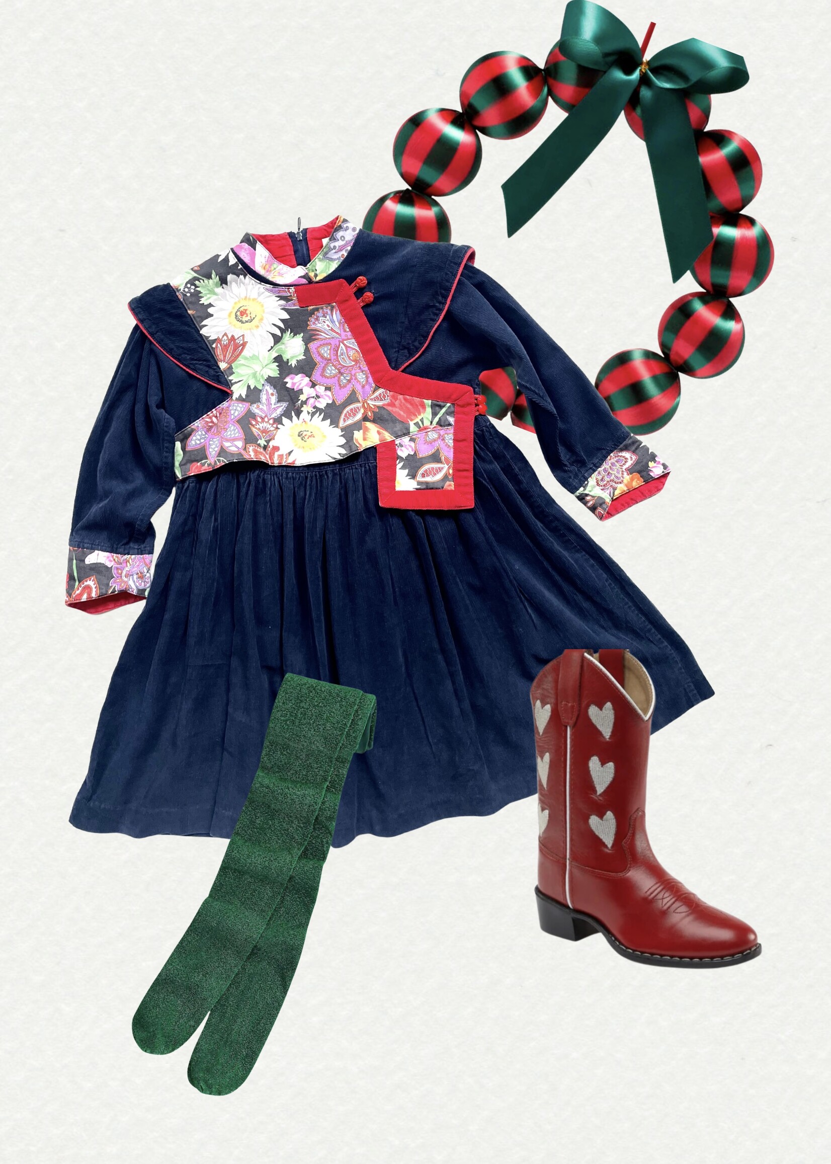 K'neeltje Blue Velvet Floral Kimono Dress 6y