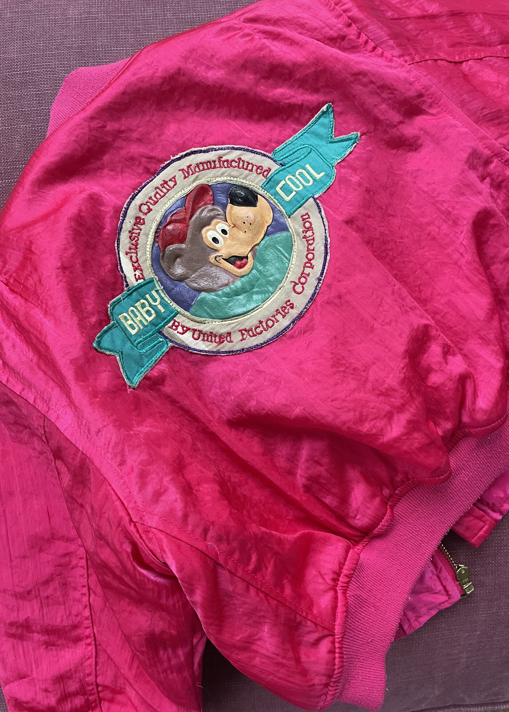 Kid Cool Shiny Pink Bear Bomber Jacket 2y