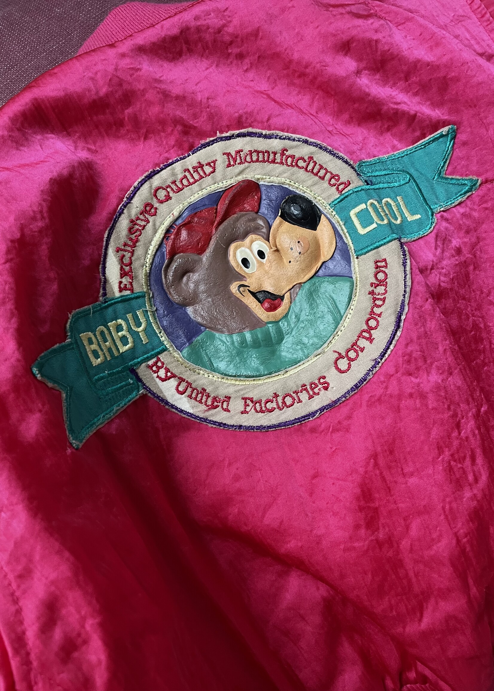 Kid Cool Shiny Pink Bear Bomber Jacket 2y