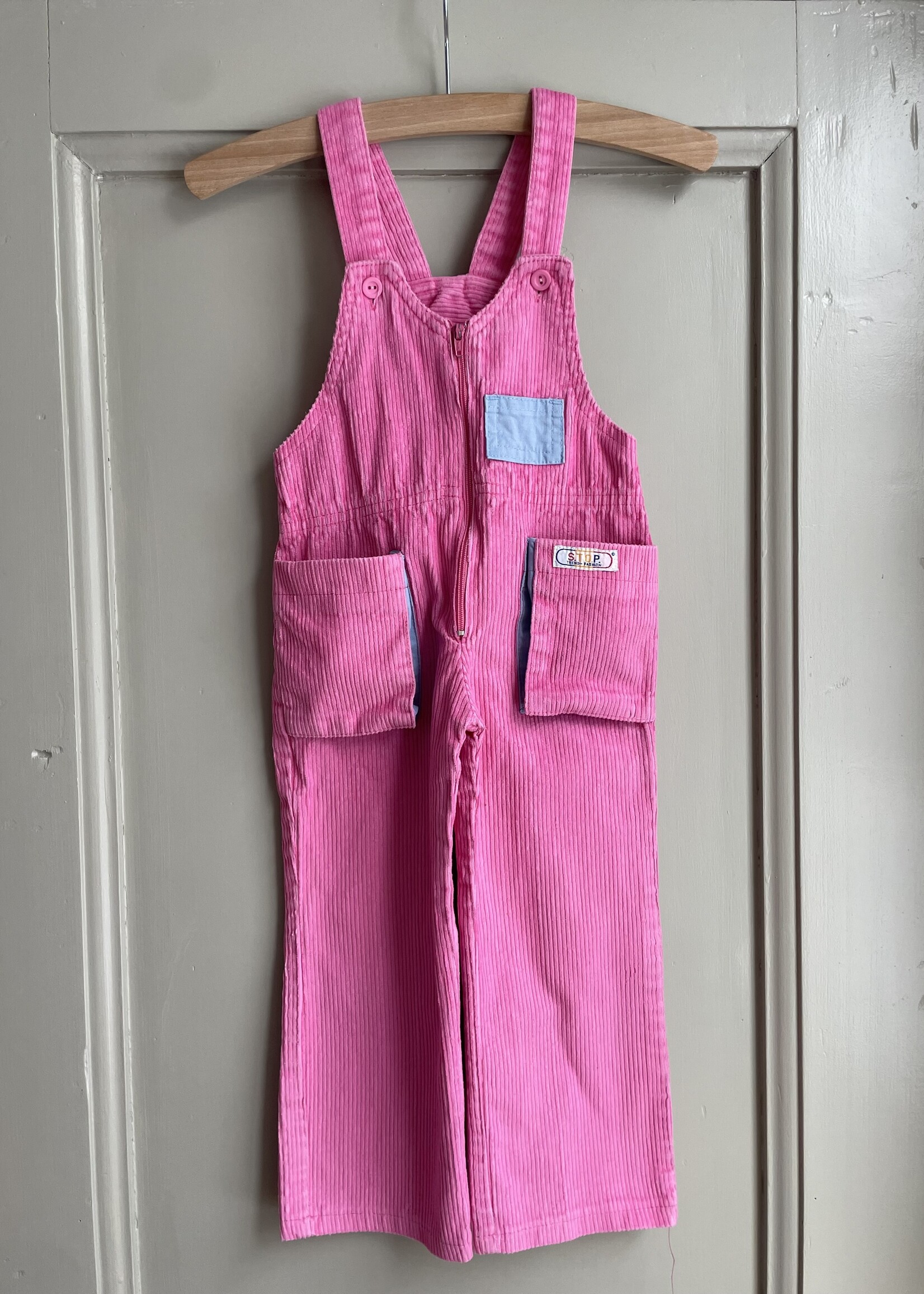 Vintage Pink Velvet Dungarees 18m