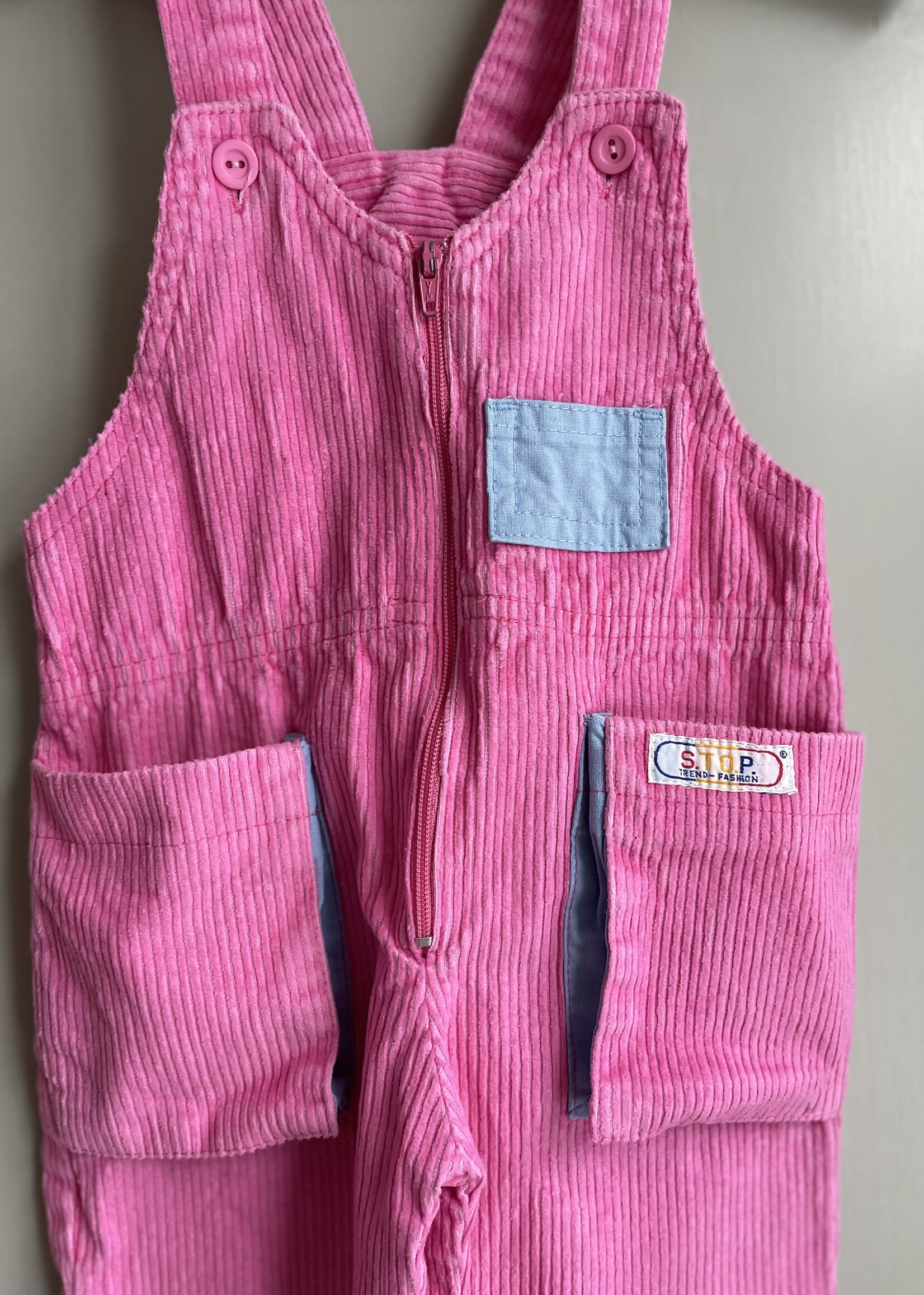 Vintage Pink Velvet Dungarees 18m