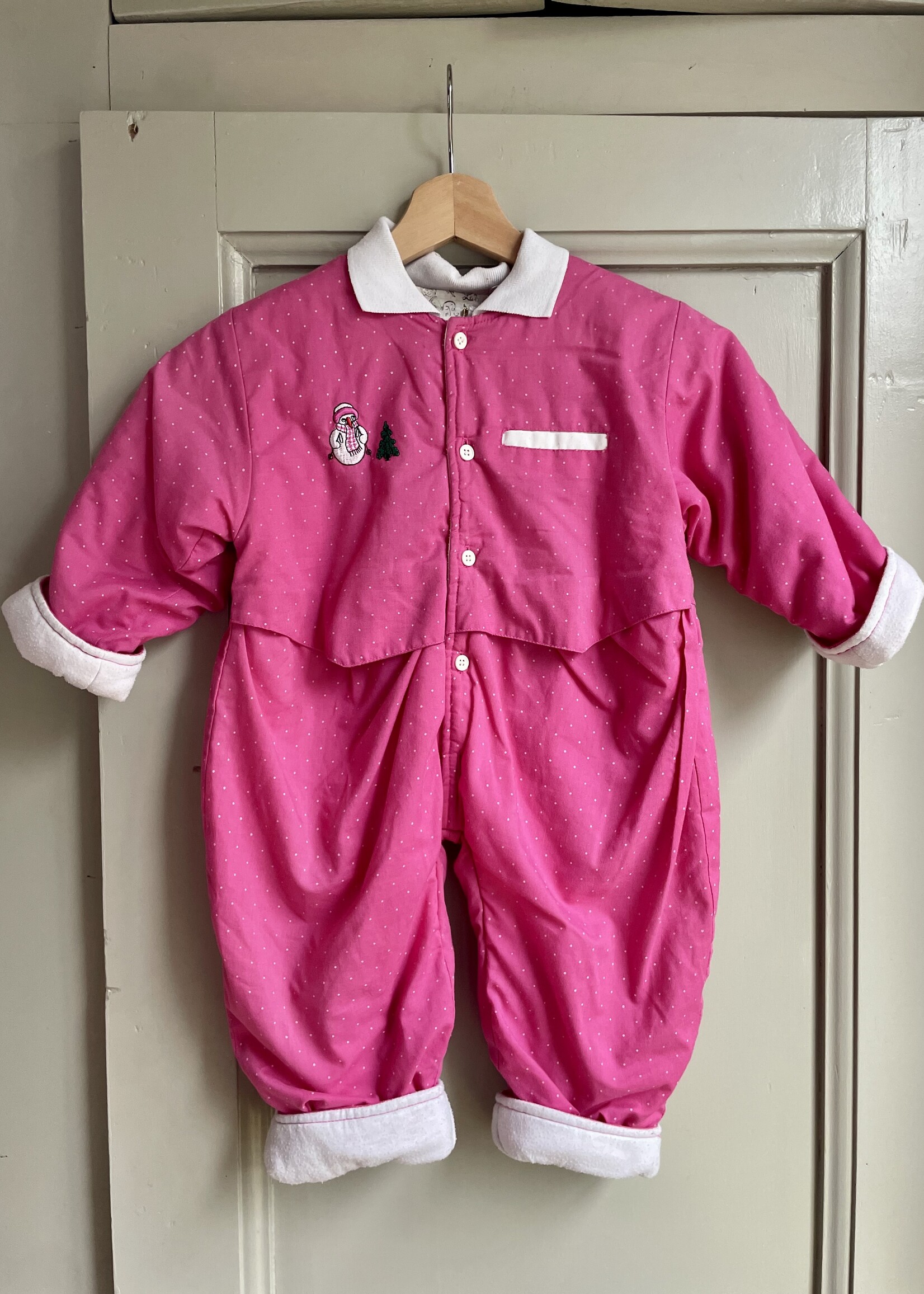 Vintage Pink Snowman Winter Suit 12-18m