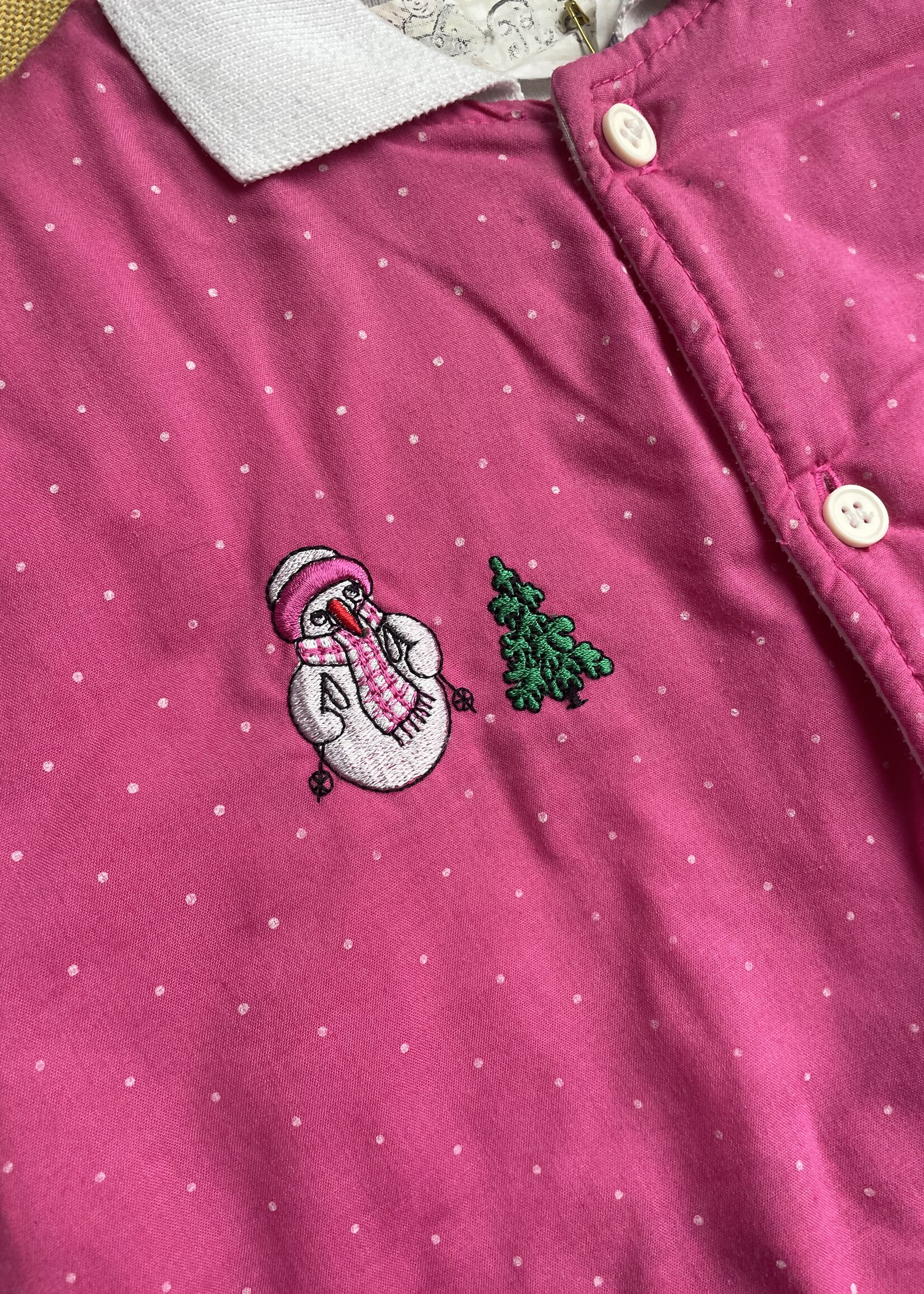 Vintage Pink Snowman Winter Suit 12-18m