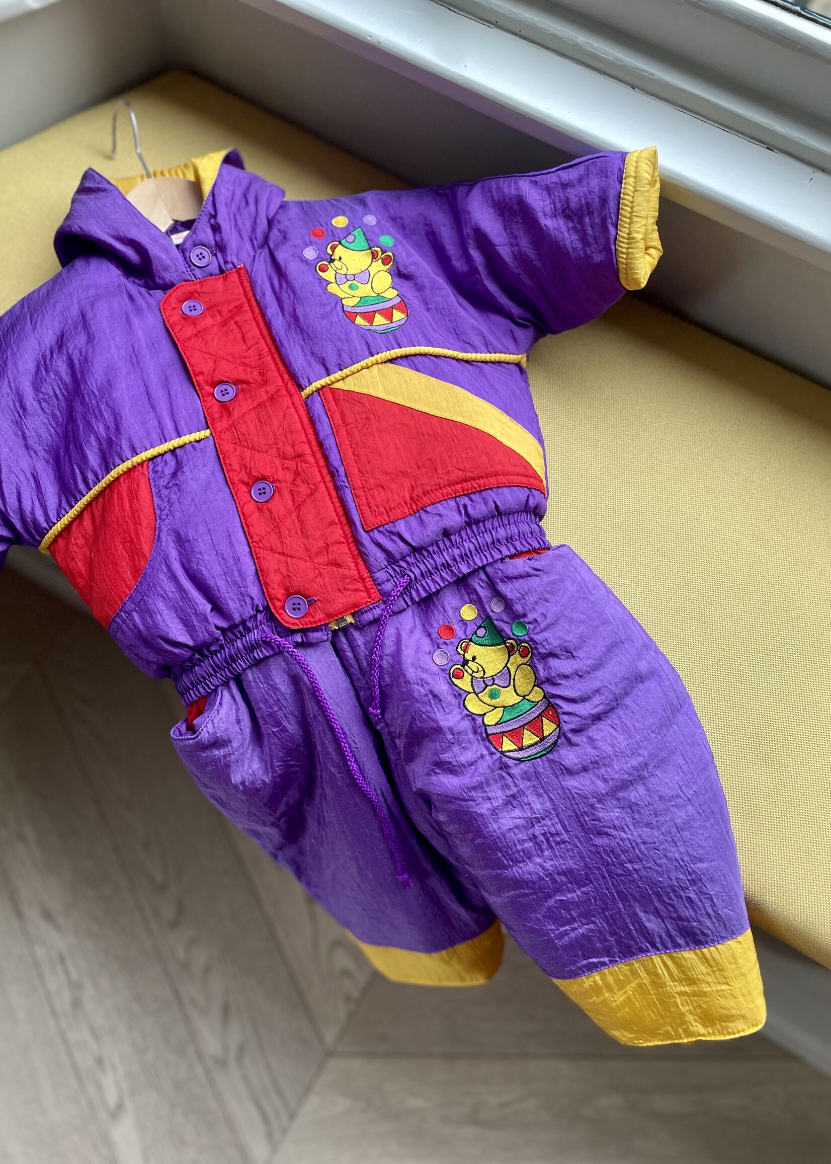 Vintage Purple Circus Bear Winter Suit 9m