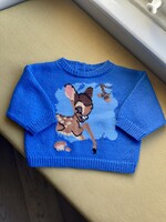 Handmade Blue Wool Bambi Sweater 6m