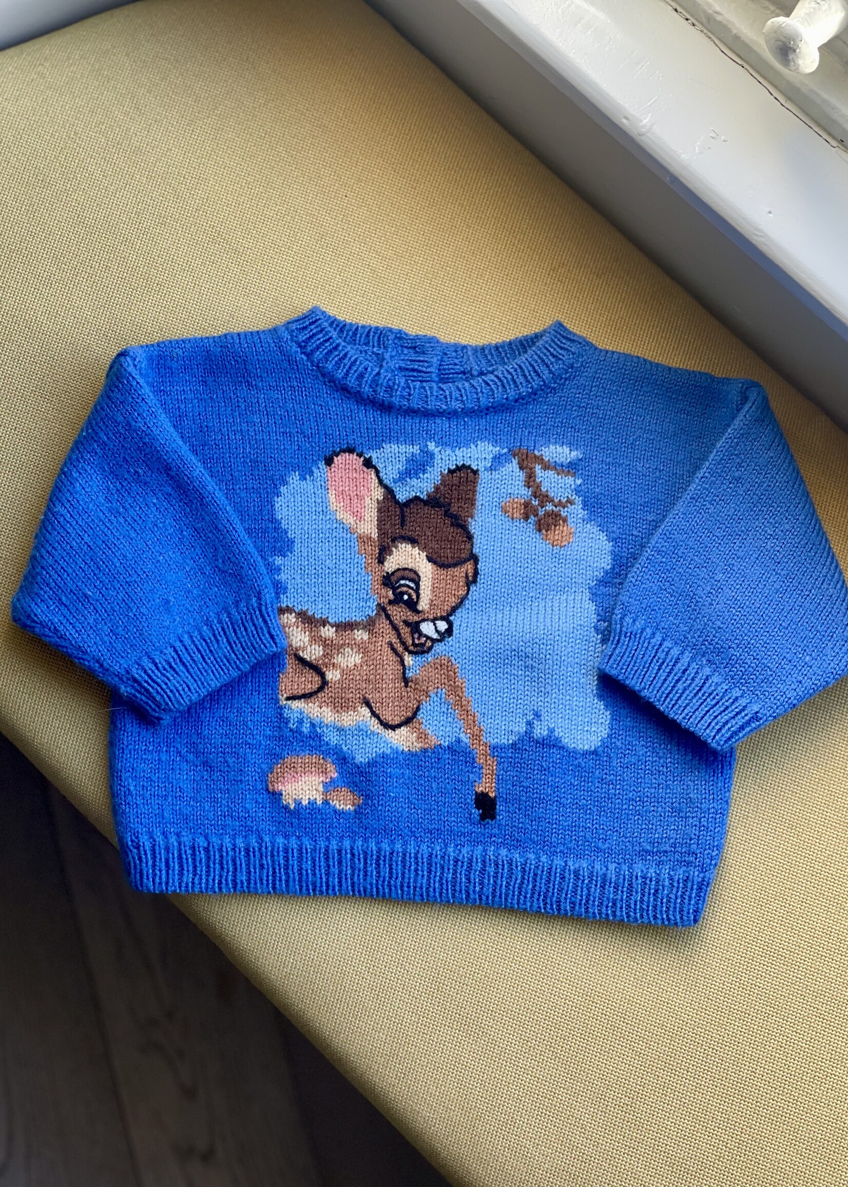 Handmade Blue Wool Bambi Sweater 6m