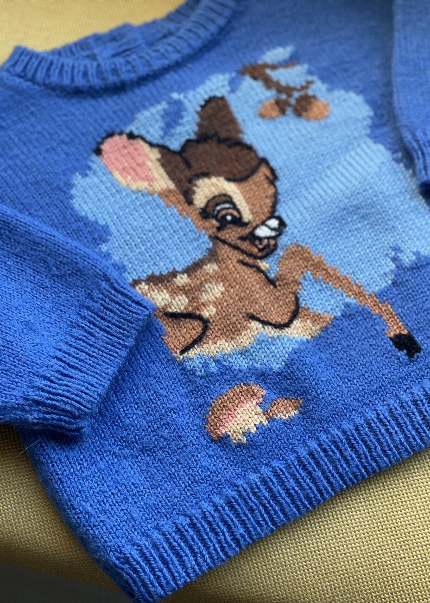 Handmade Blue Wool Bambi Sweater 6m