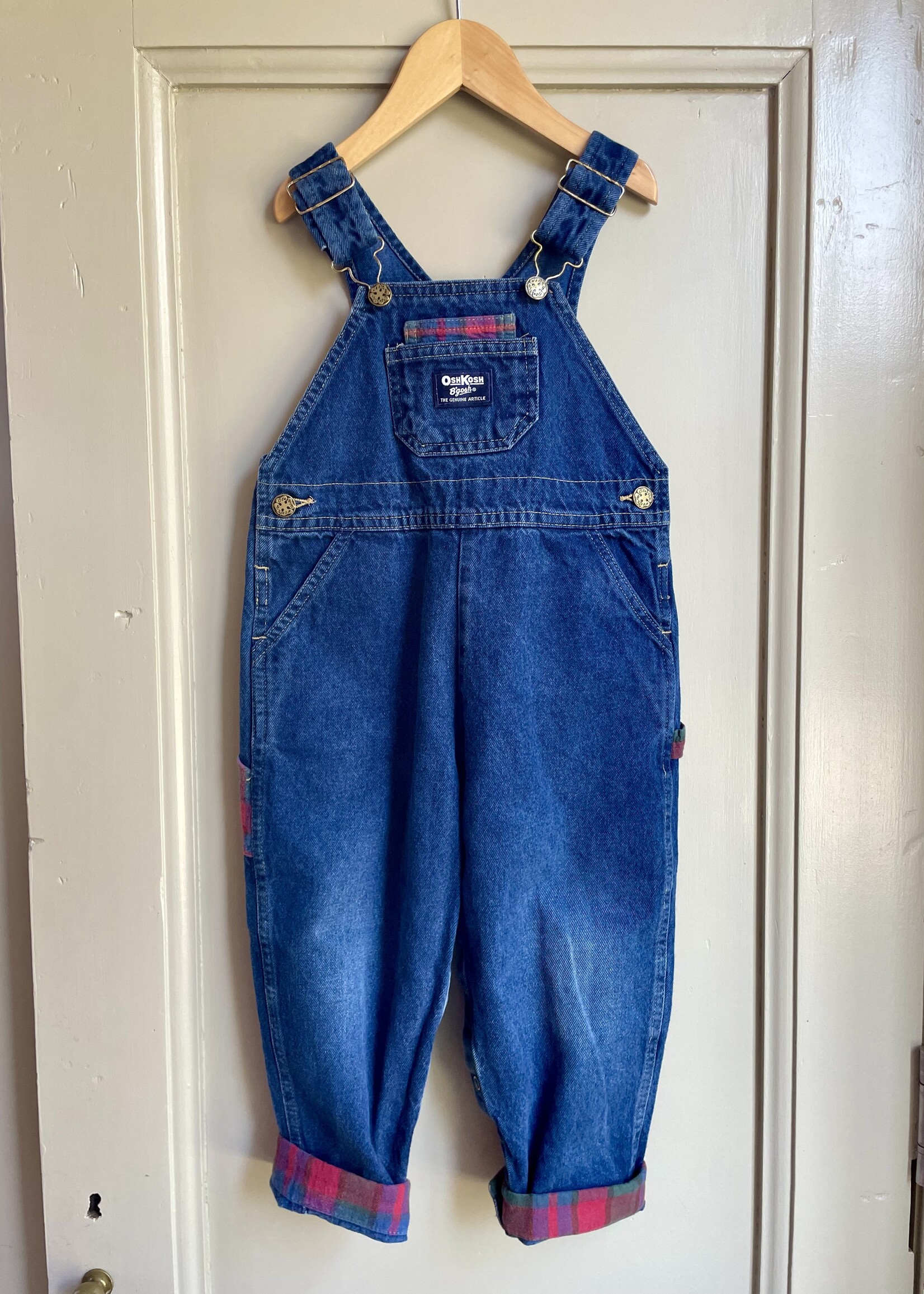 OshKosh Dark Denim Checked Dungarees 4-5y