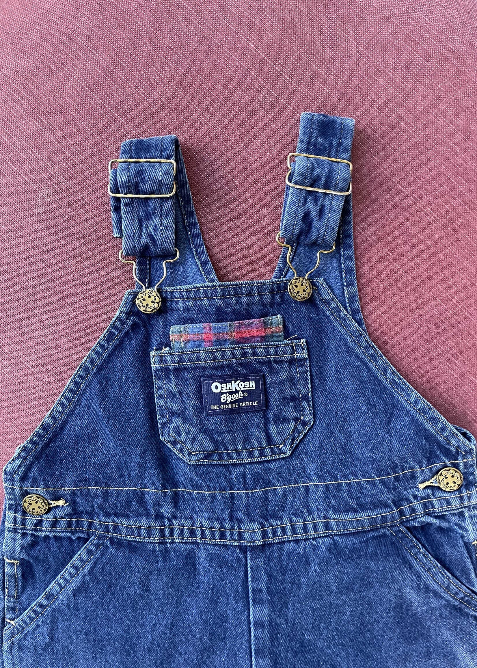 OshKosh Dark Denim Checked Dungarees 4-5y