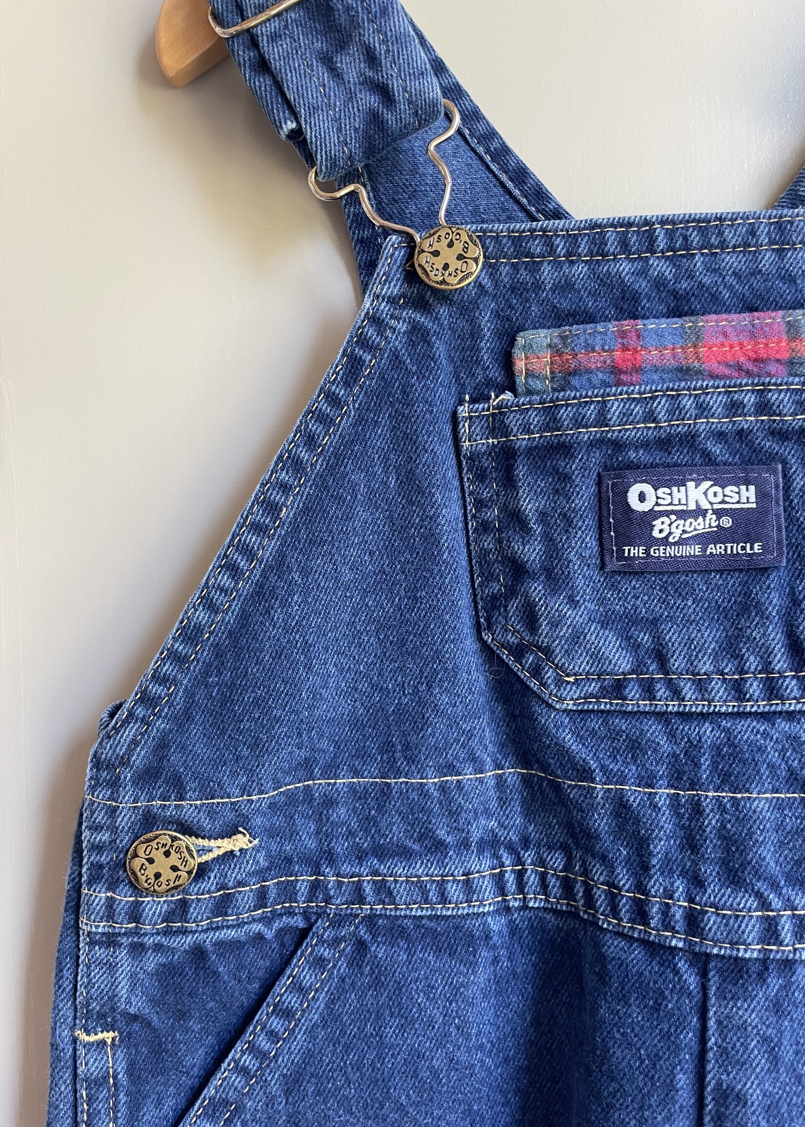 OshKosh Dark Denim Checked Dungarees 4-5y