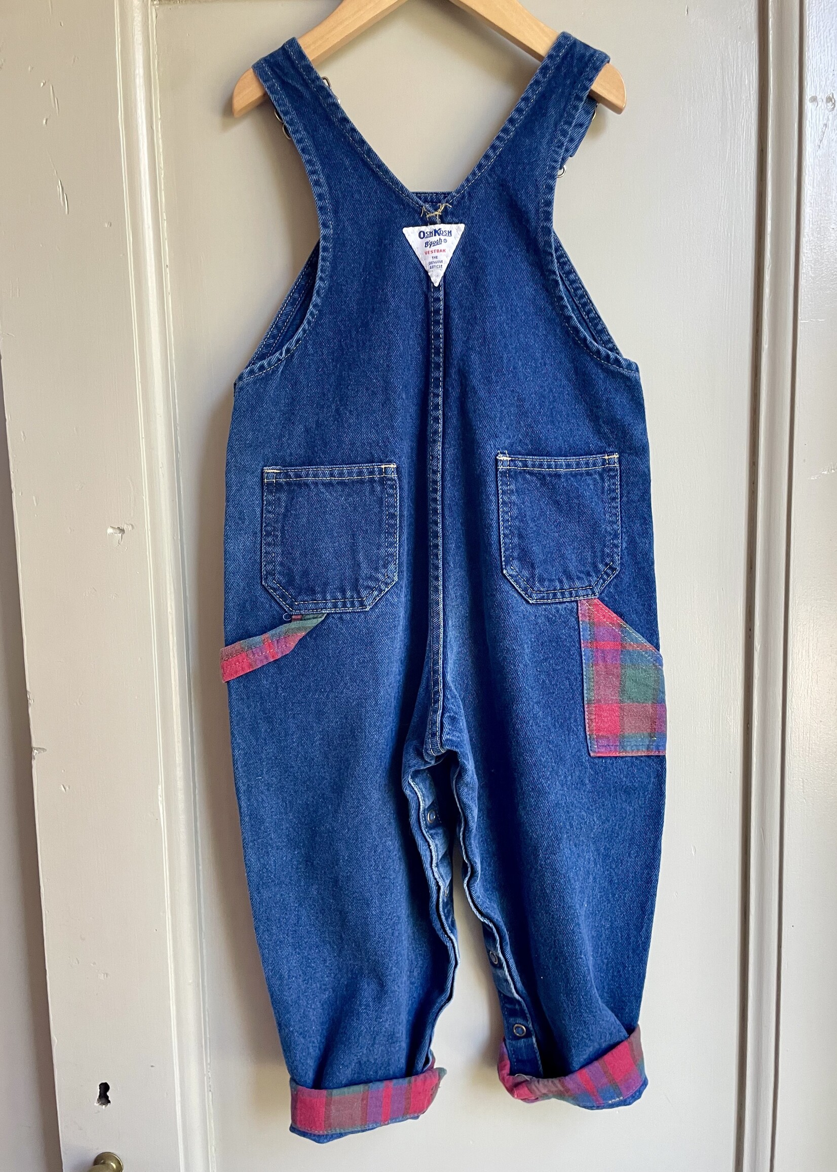 OshKosh Dark Denim Checked Dungarees 4-5y