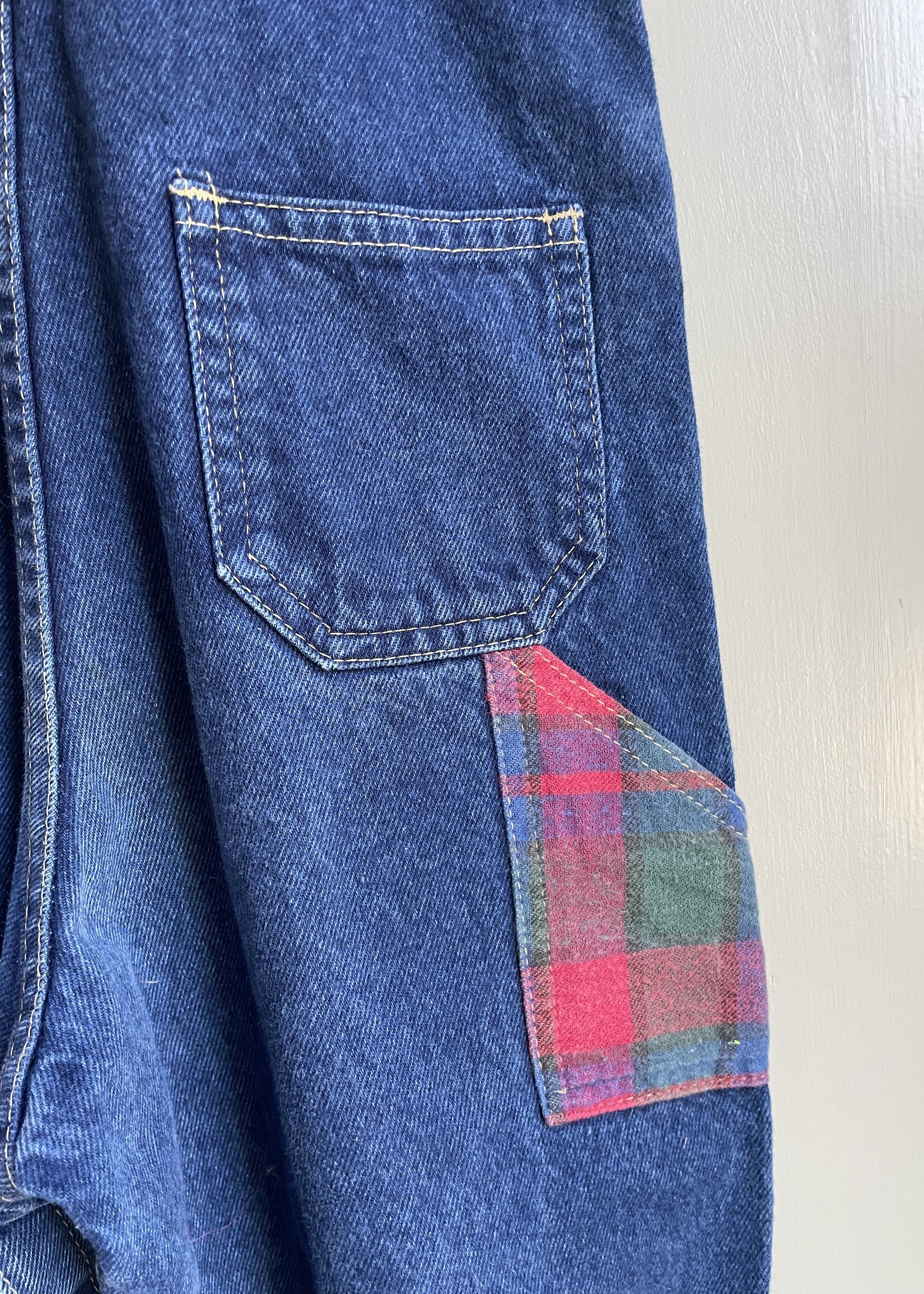 OshKosh Dark Denim Checked Dungarees 4-5y