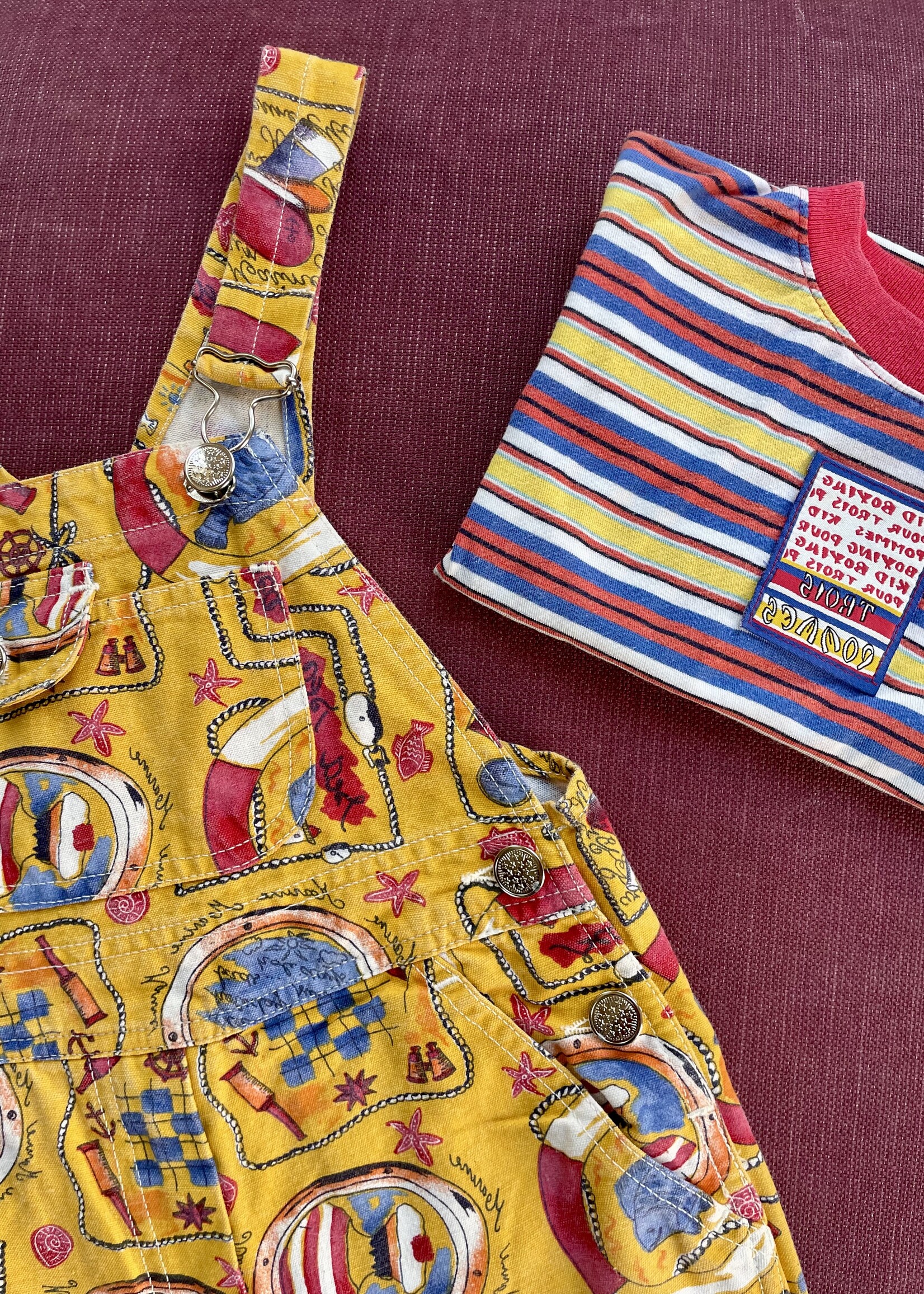 Vintage Yellow Denim Marine Shortall 4-5y