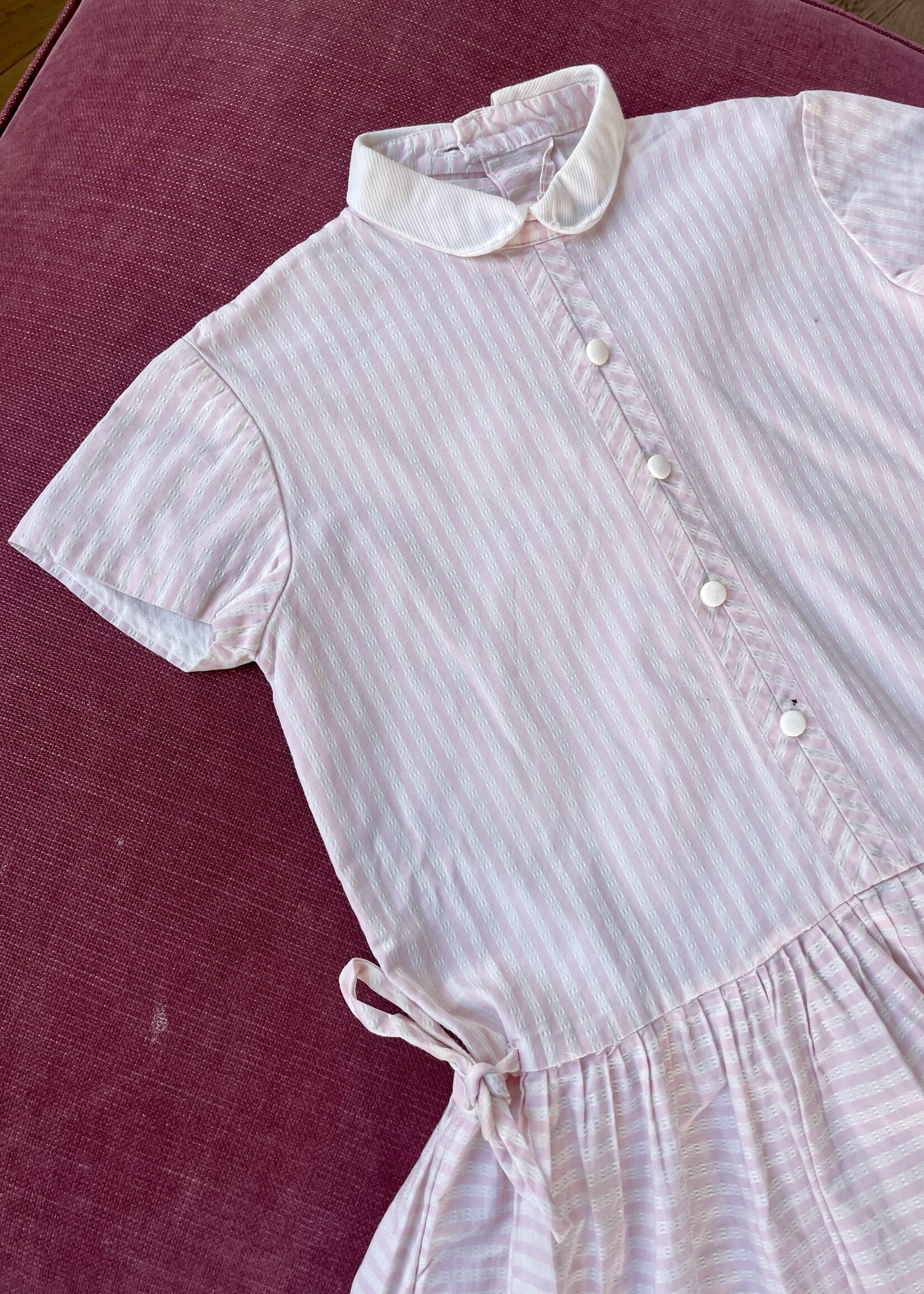 Vintage Pink Striped Dress 3-4y