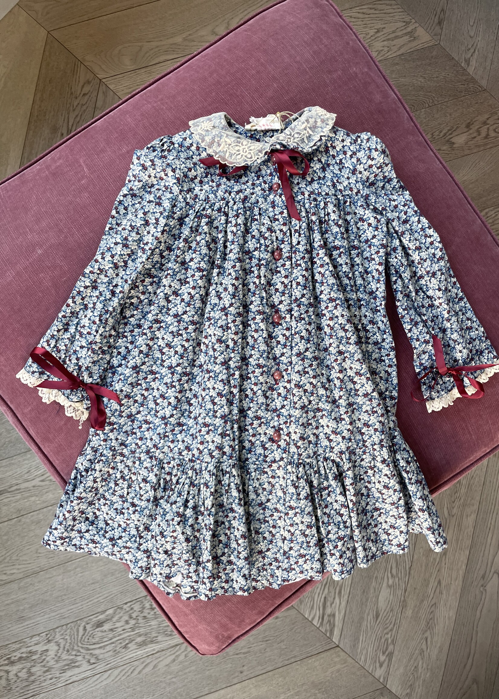 Vintage Floral Lined Frilly Dress 3y