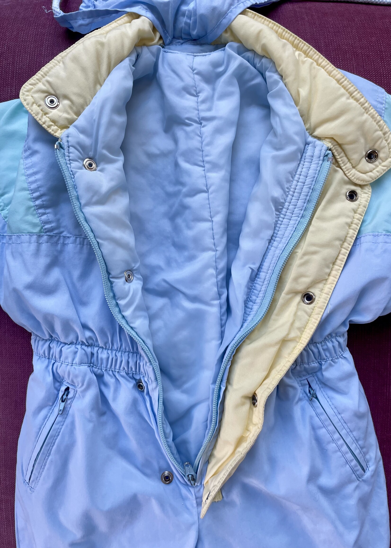 Vintage Baby Blue Colourblock  Winter Suit 2-3y
