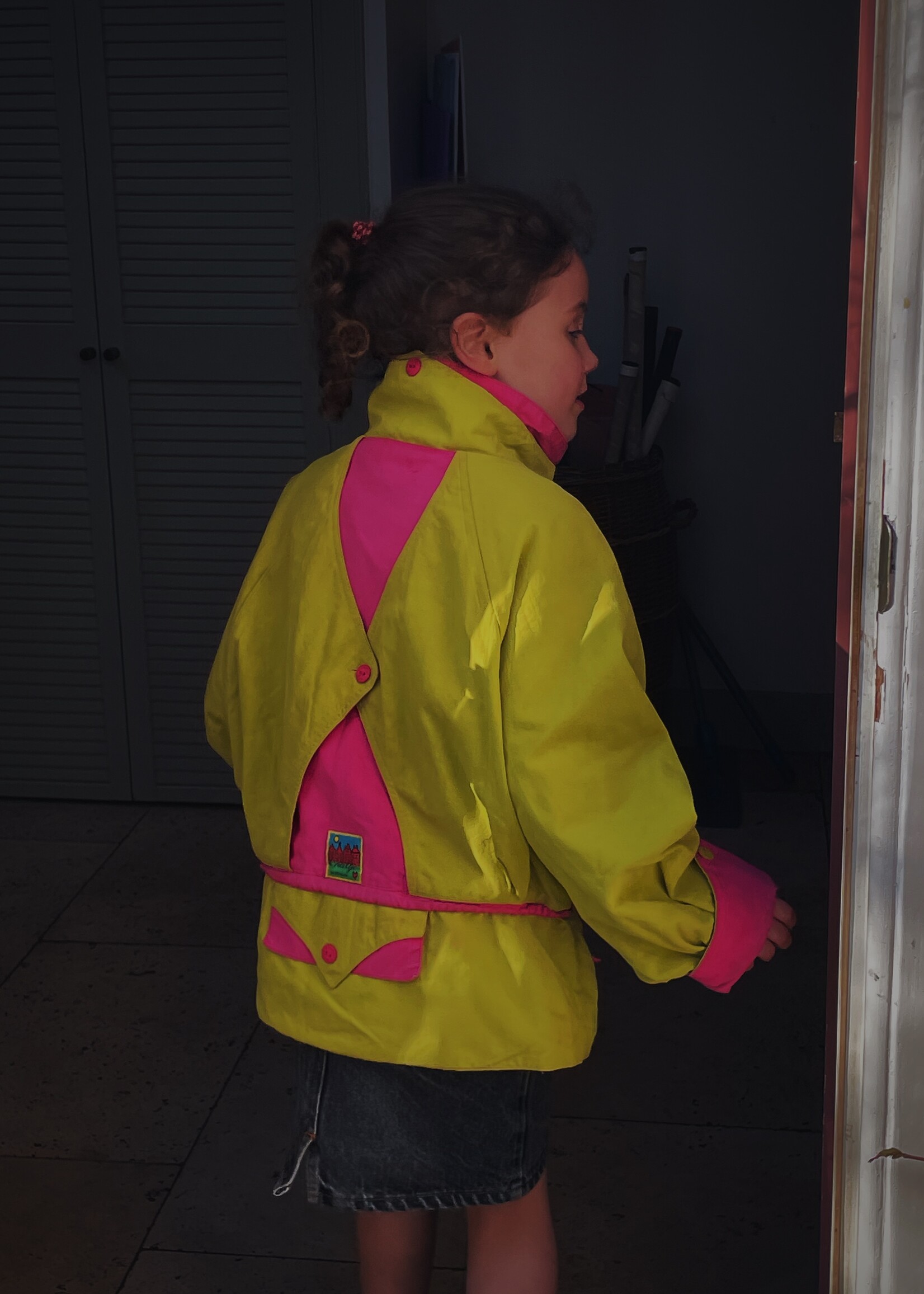 K'neeltje Pink Yellow/Green Summer Jacket 8y