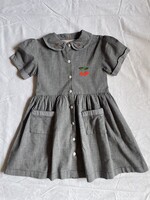 Vintage Grey Vichy Cherry Dress 4-5y