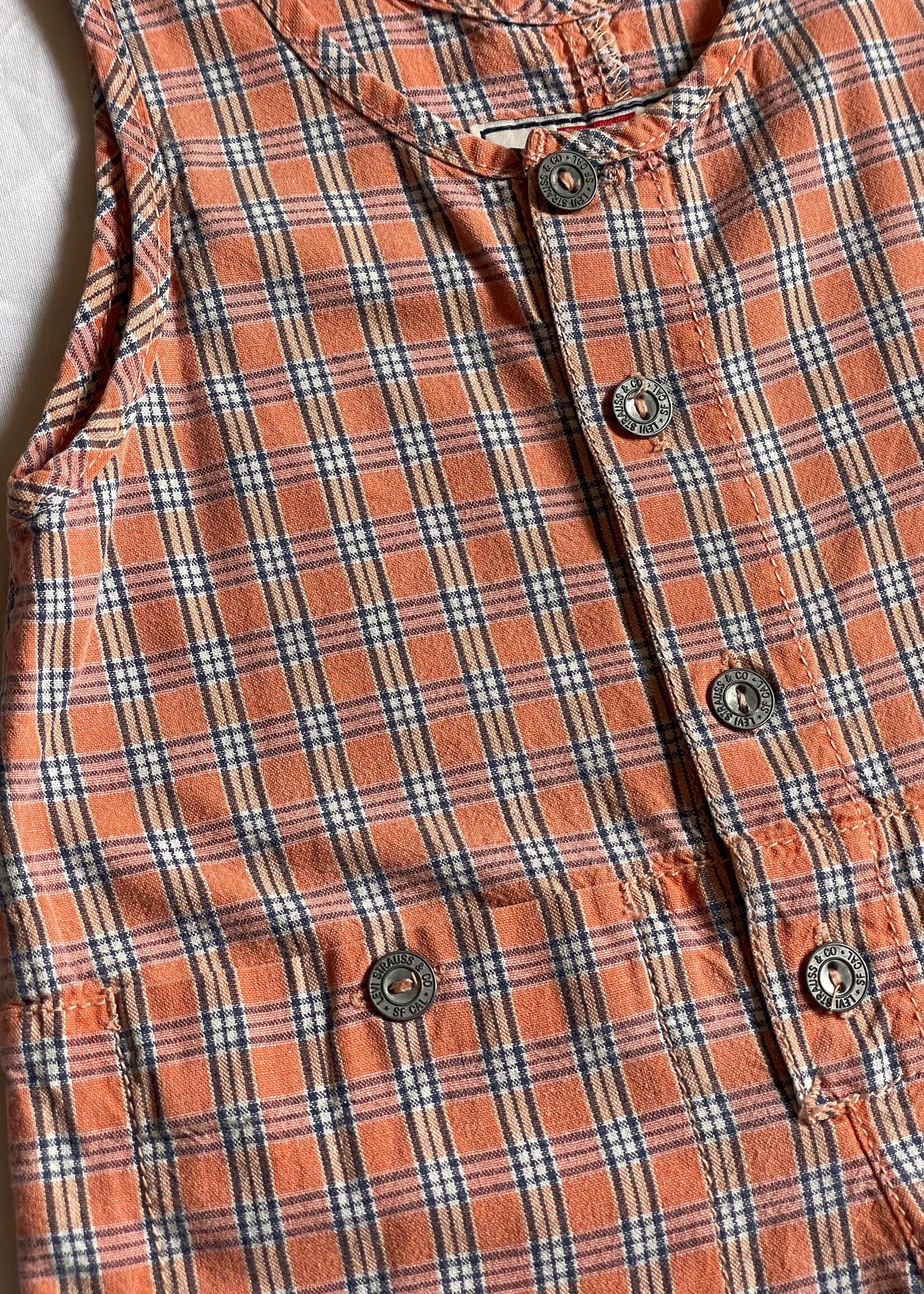Levi's White Tab Orange Check Playsuit 9m