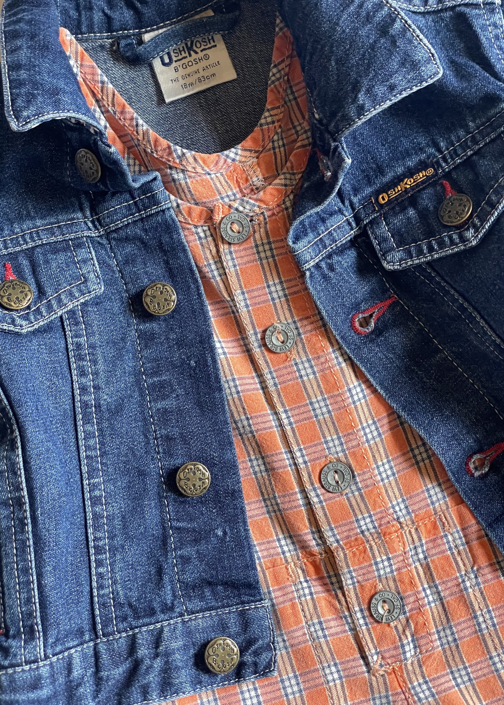 Levi's White Tab Orange Check Playsuit 9m