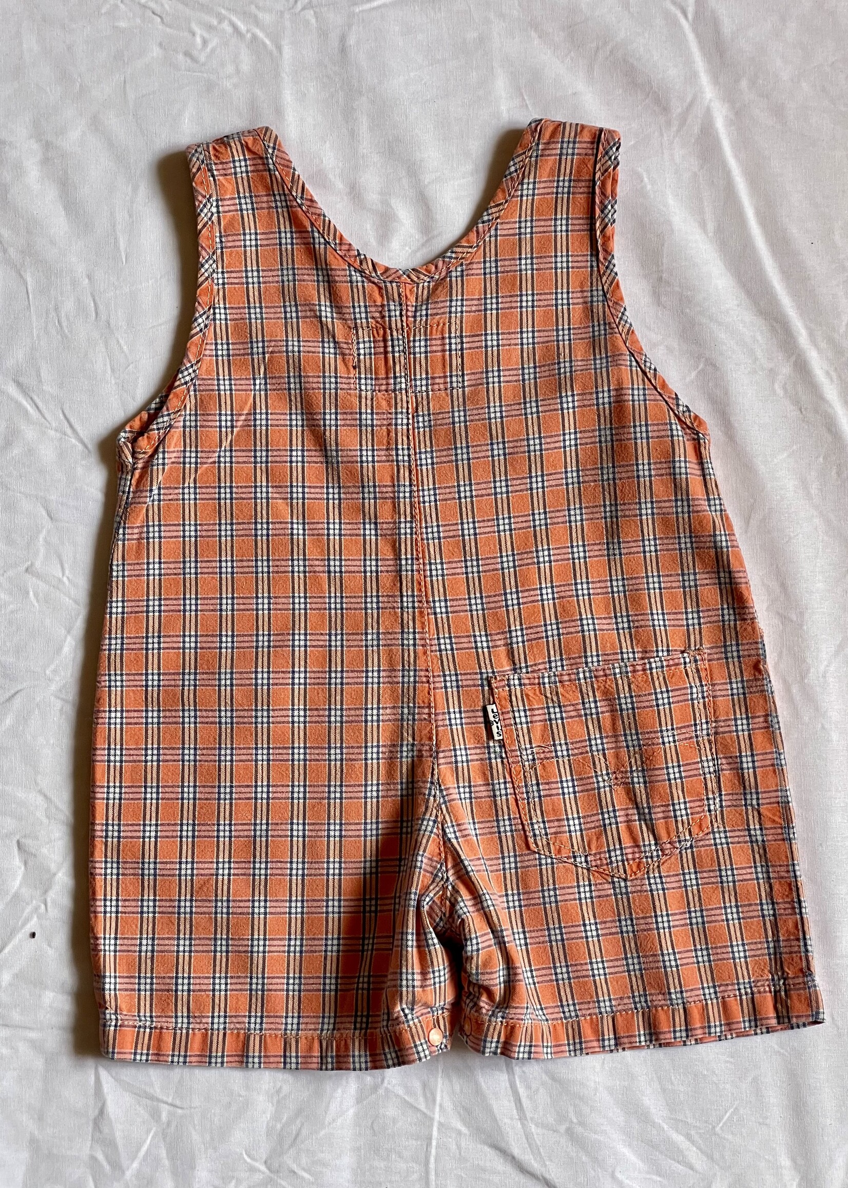 Levi's White Tab Orange Check Playsuit 9m
