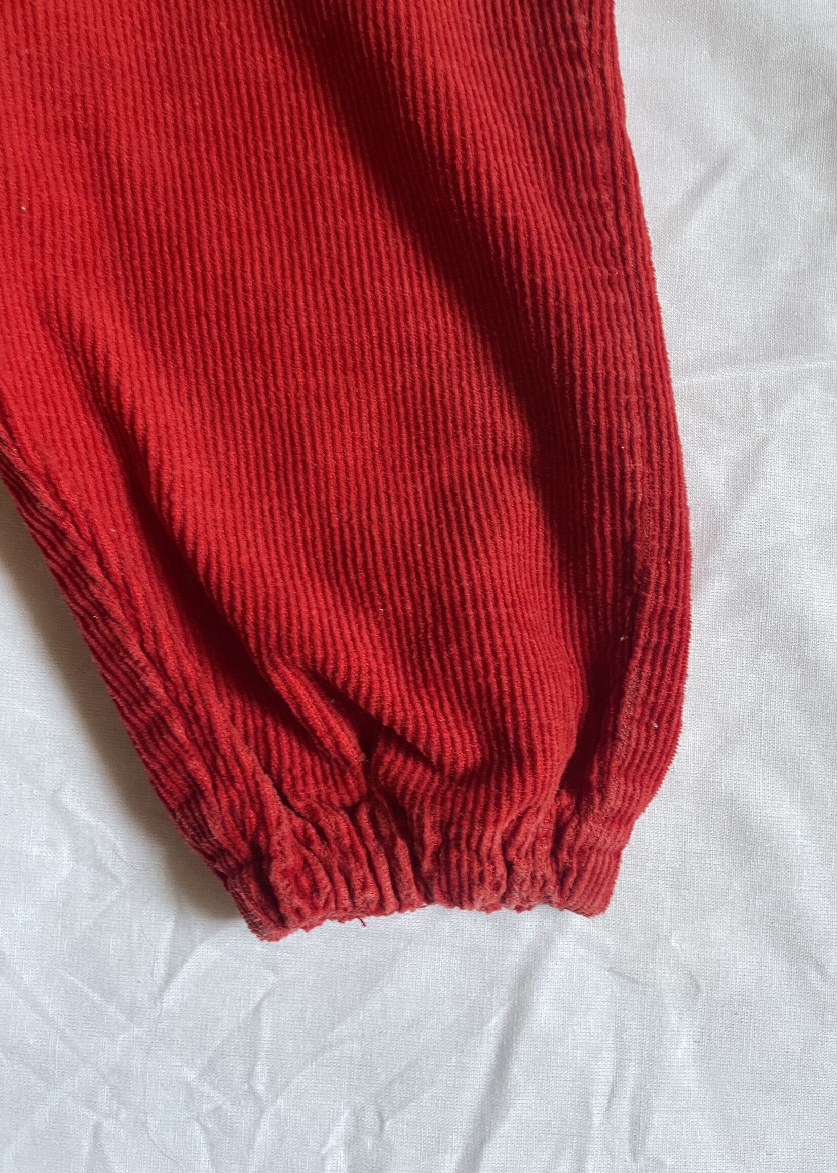 Vintage Red Velvet 'Snowball' Dungarees 9m