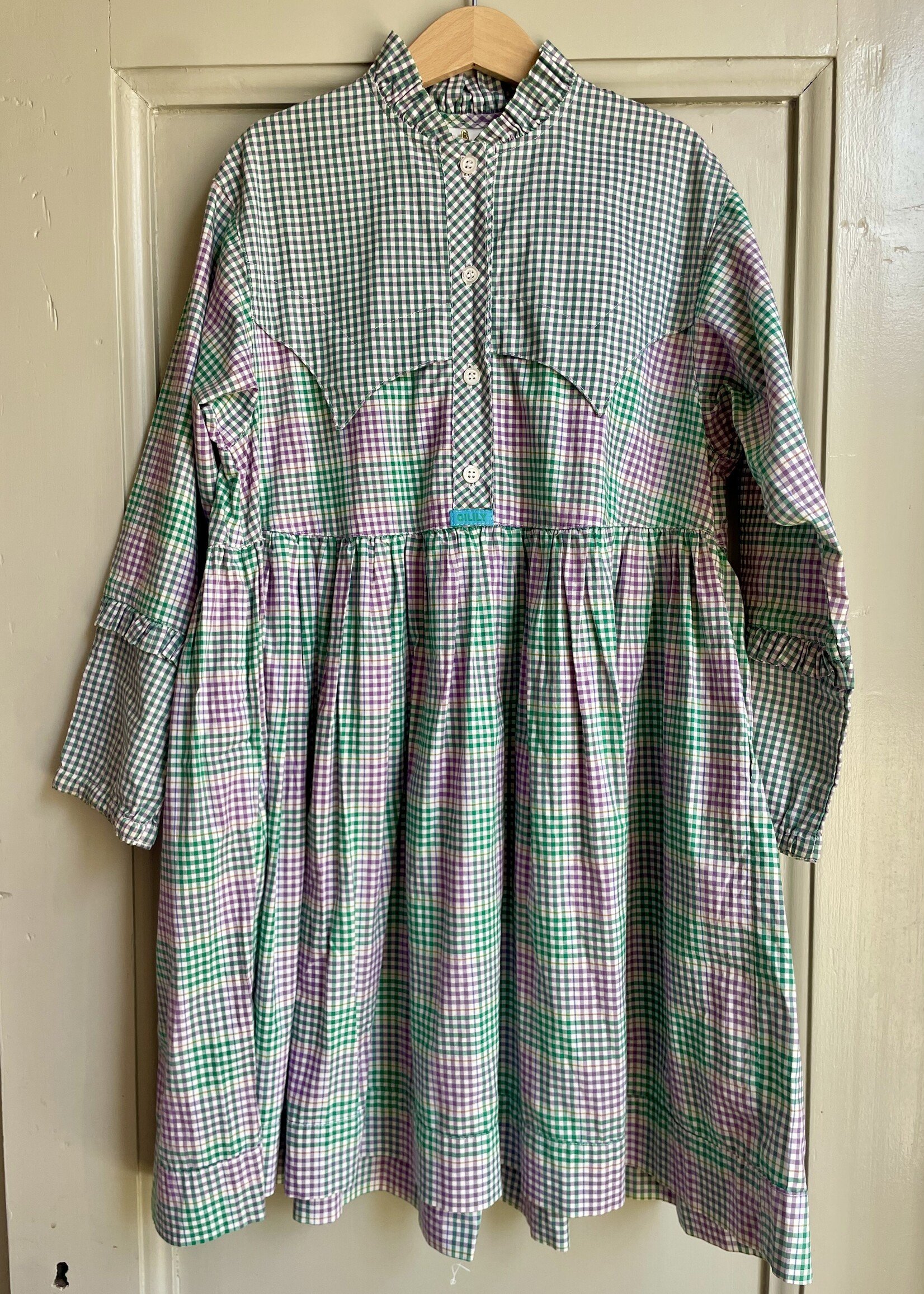 Oilily Green Purple Blocked Dress 8y