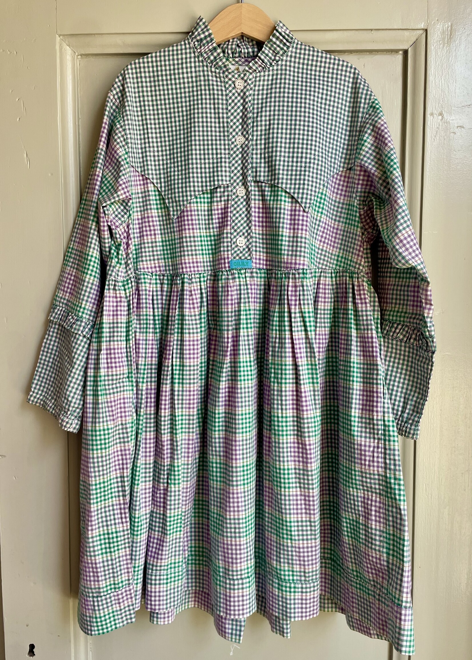 Oilily Green Purple Vichy Dress 8y
