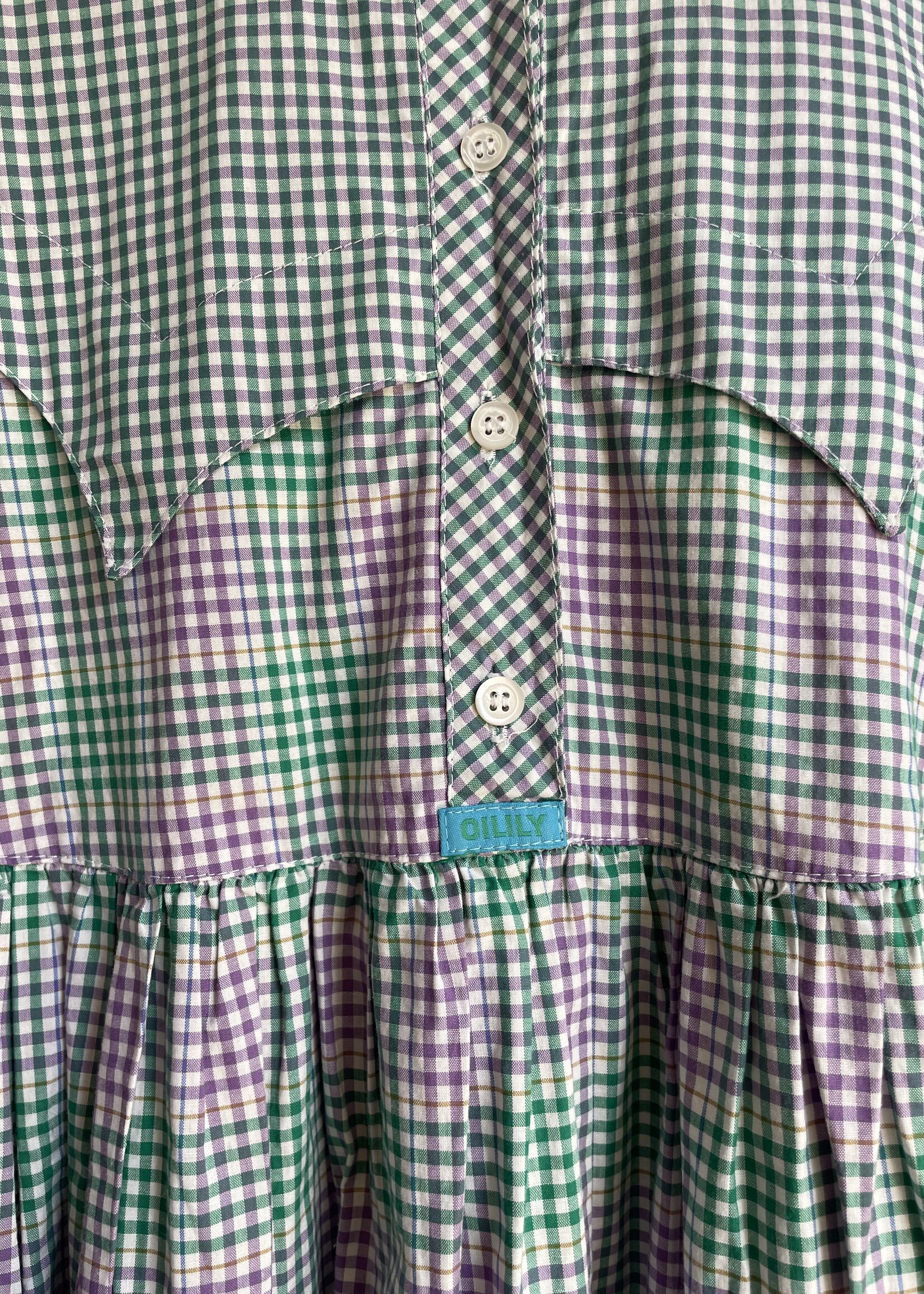 Oilily Green Purple Vichy Dress 8y