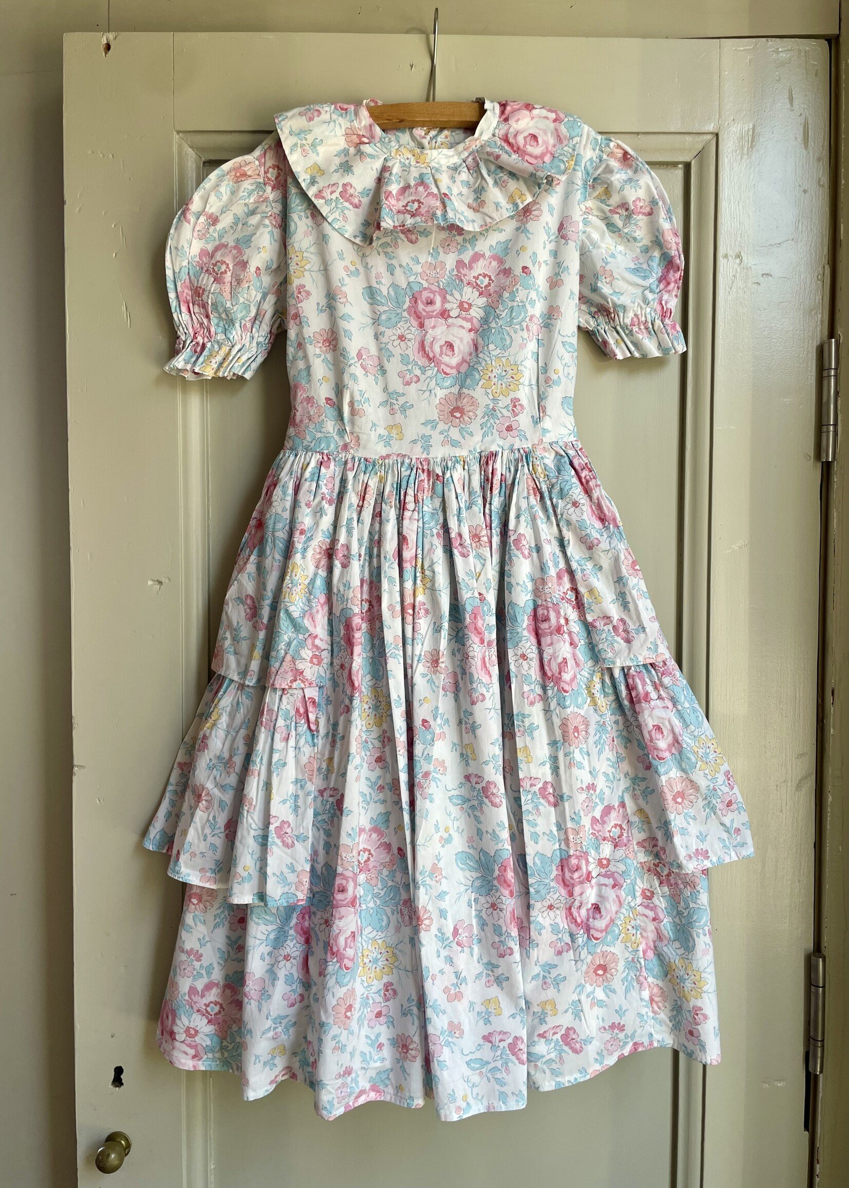 Handmade Floral Frilly Dress 8y