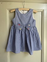 Handmade Blue Vichy Dress with Bow 3-4y