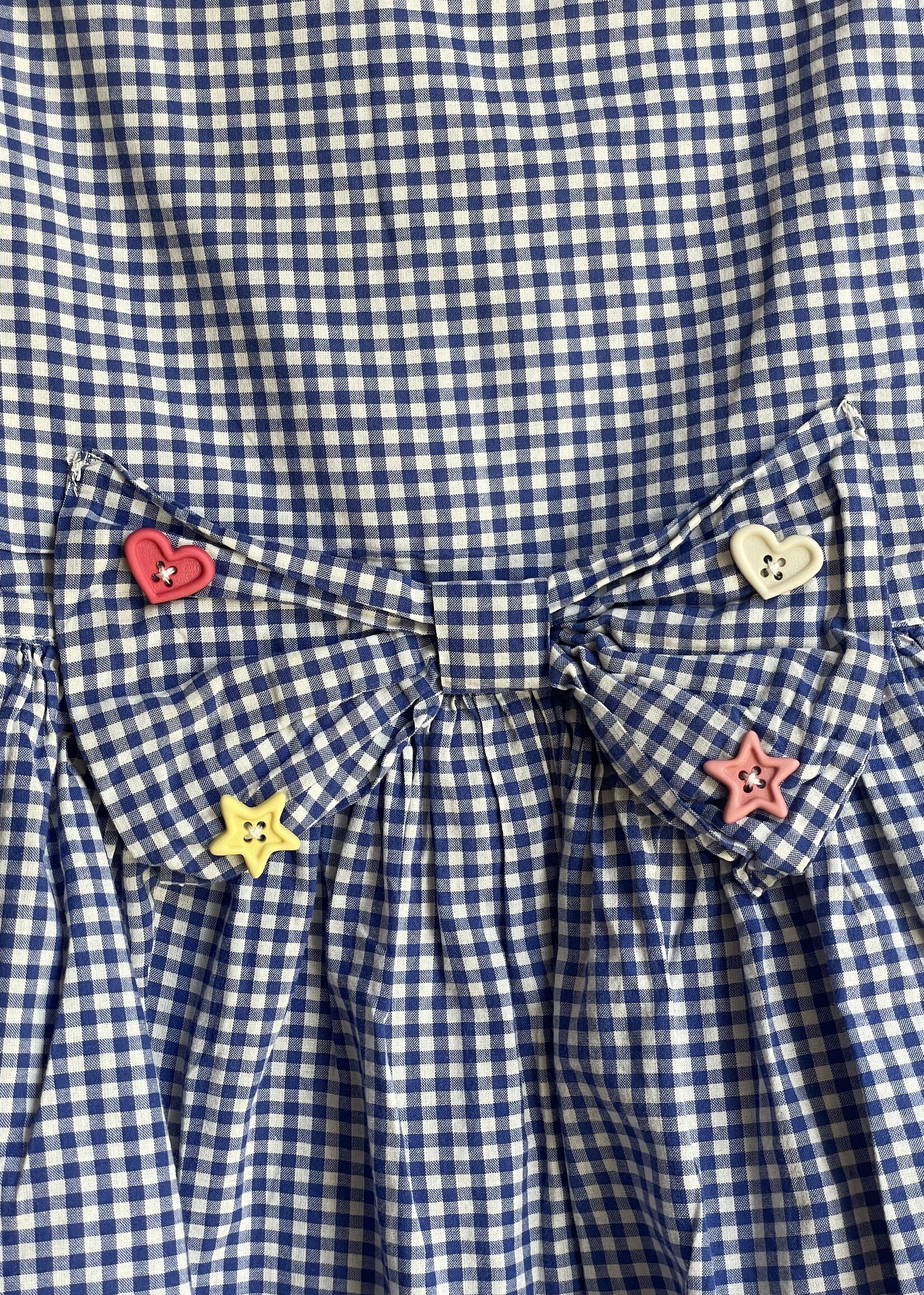 Handmade Blue Vichy Dress with Bow 3-4y