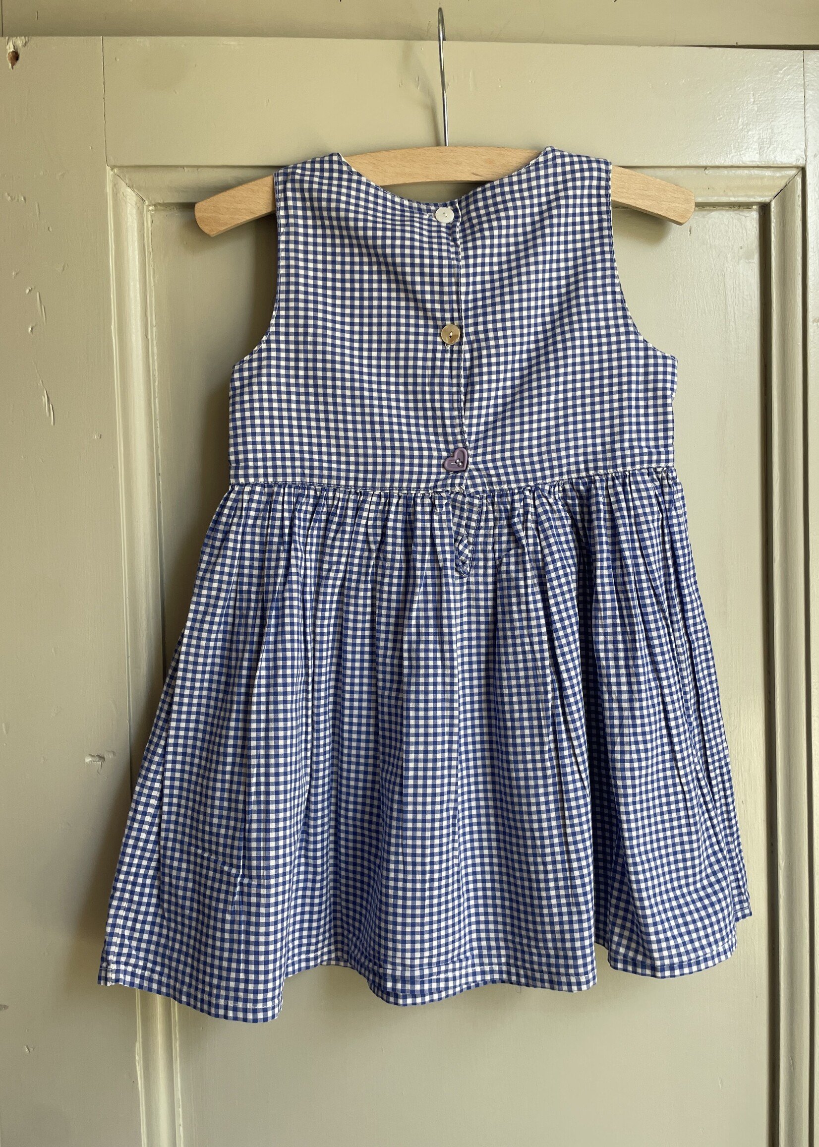 Handmade Blue Vichy Dress with Bow 3-4y