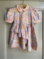 Vintage Orange Floral Frilly Dress 12-18m