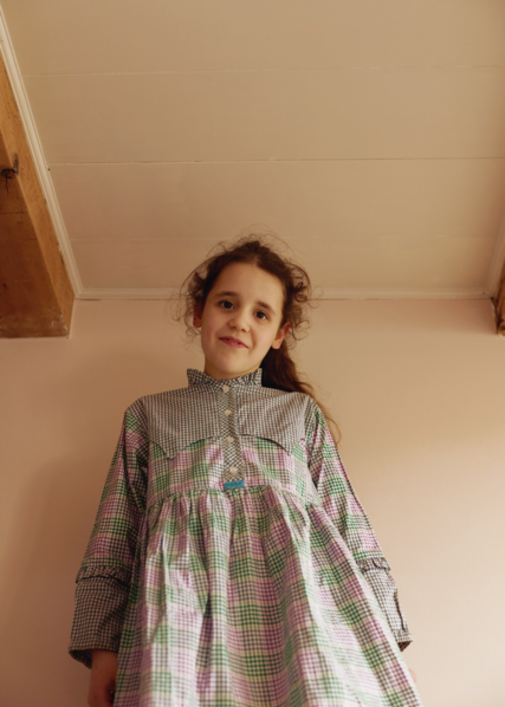 Oilily Green Purple Vichy Dress 8y