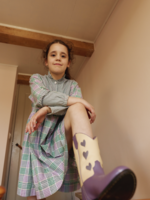 Oilily Green Purple Vichy Dress 8y