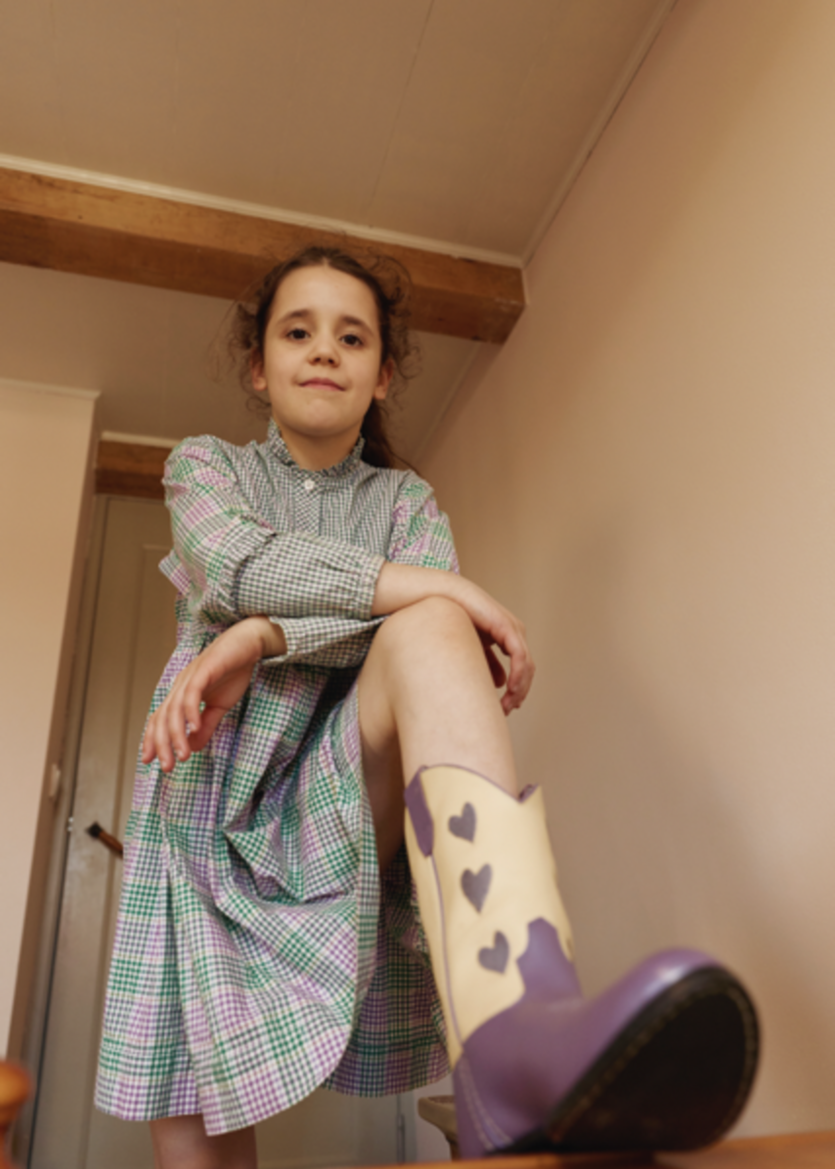 Oilily Green Purple Vichy Dress 8y