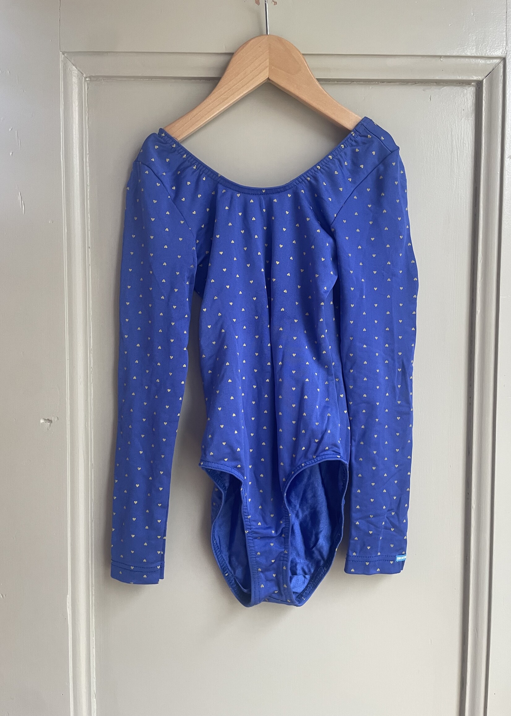 Vintage Blue Shiny Hearts Gym Piece 10-12y