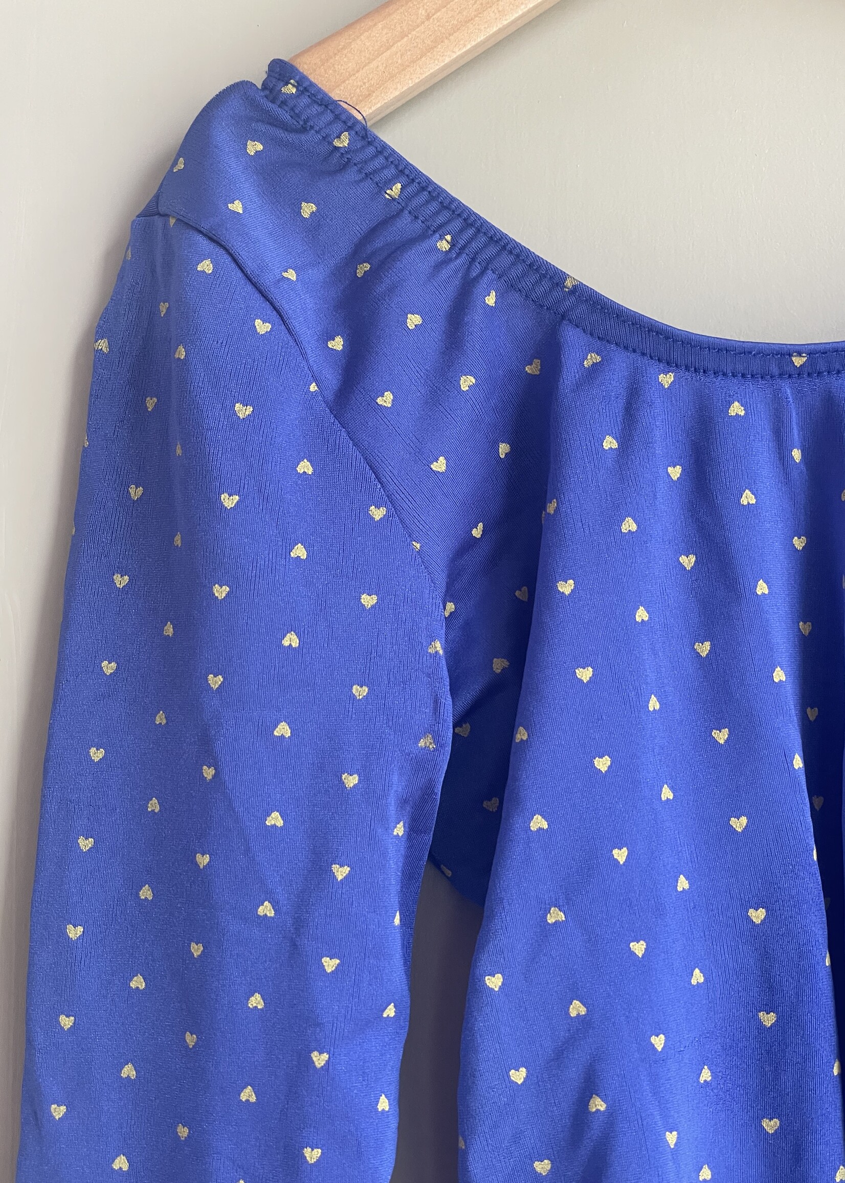 Vintage Blue Shiny Hearts Gym Piece 10-12y